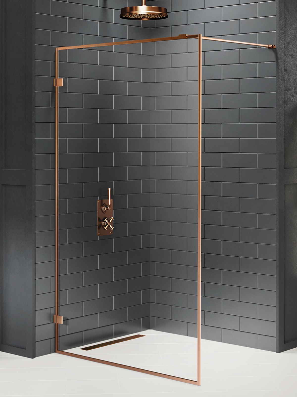 New Trendy Avexa Copper Brushed paroi de douche walk-in 110 cm cuivre brossé/verre transparent EXK-3800