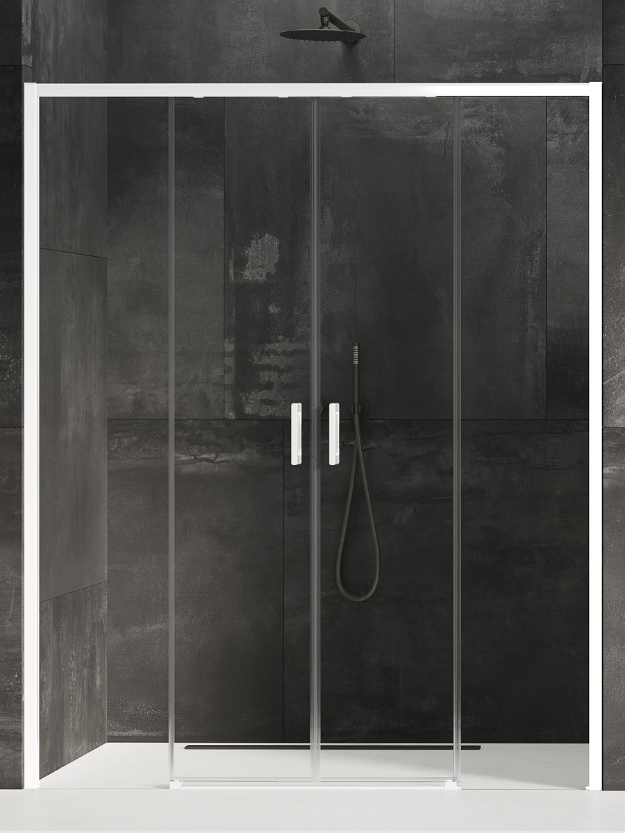 New Trendy Prime White porte de douche 170 cm coulissant blanc mat/verre transparent D-0438A