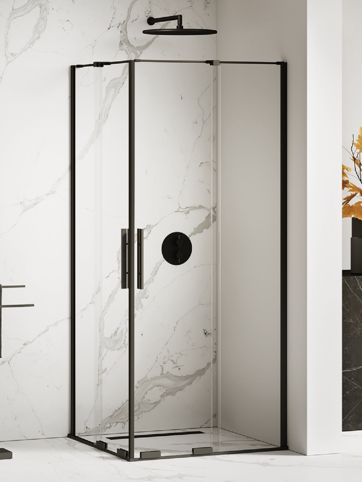 New Trendy Smart Black cabine de douche 80x80 cm carrée noir mat/verre transparent EXK-4159