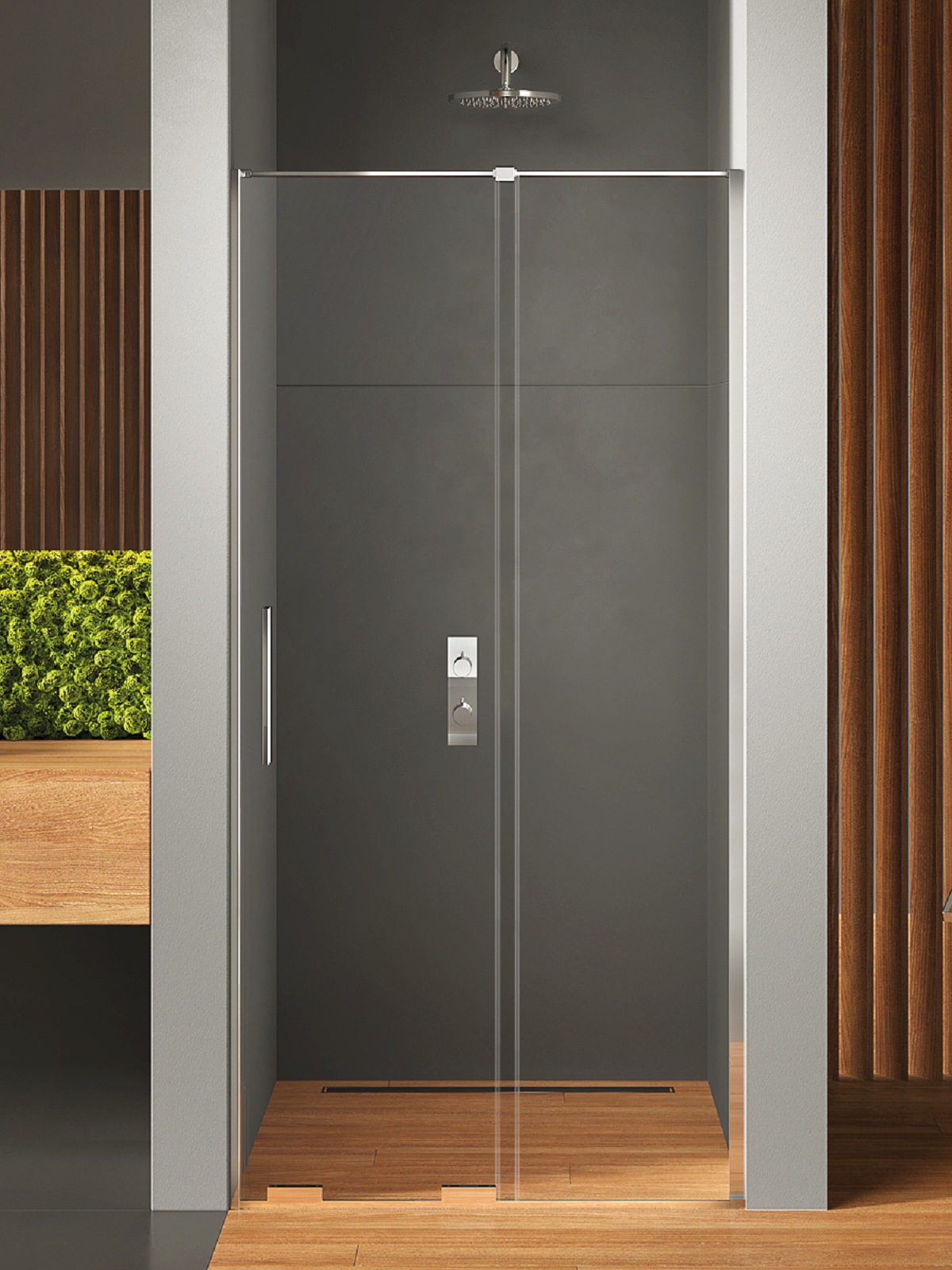 New Trendy Smart porte de douche 170 cm coulissant chrome brillant/verre transparent EXK-4012