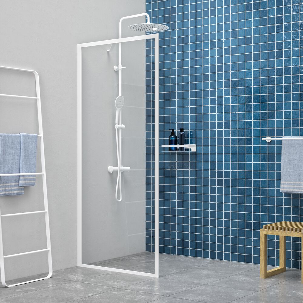 Sealskin Contour paroi de douche walk-in 90 cm blanc mat/verre transparent CDA30886025100