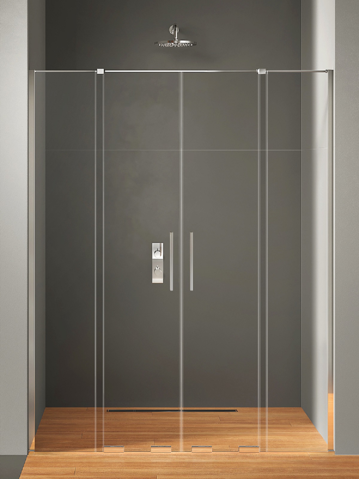 New Trendy Smart porte de douche 180 cm coulissant chrome brillant/verre transparent EXK-4019