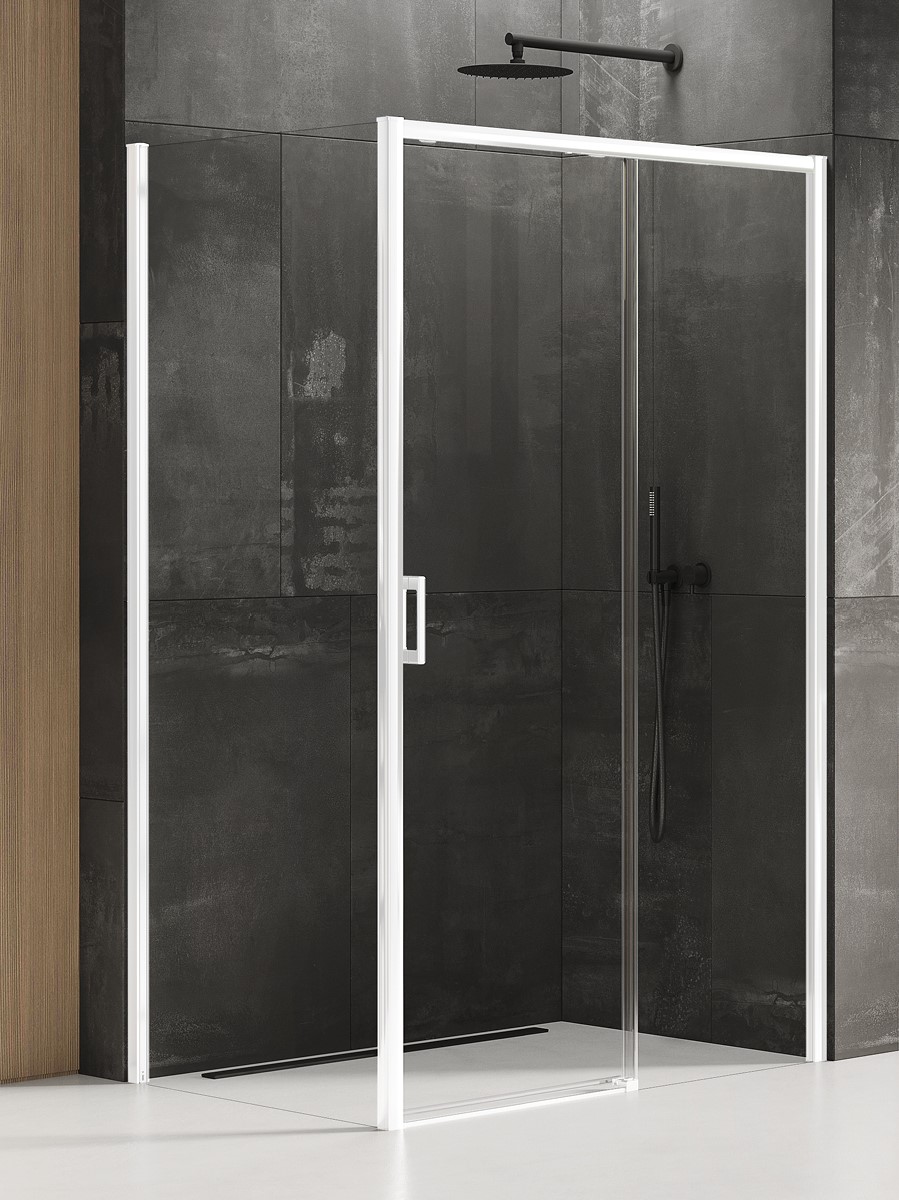 New Trendy Prime White cabine de douche 100x80 cm rectangulaire blanc mat/verre transparent D-0401A/D-0219B