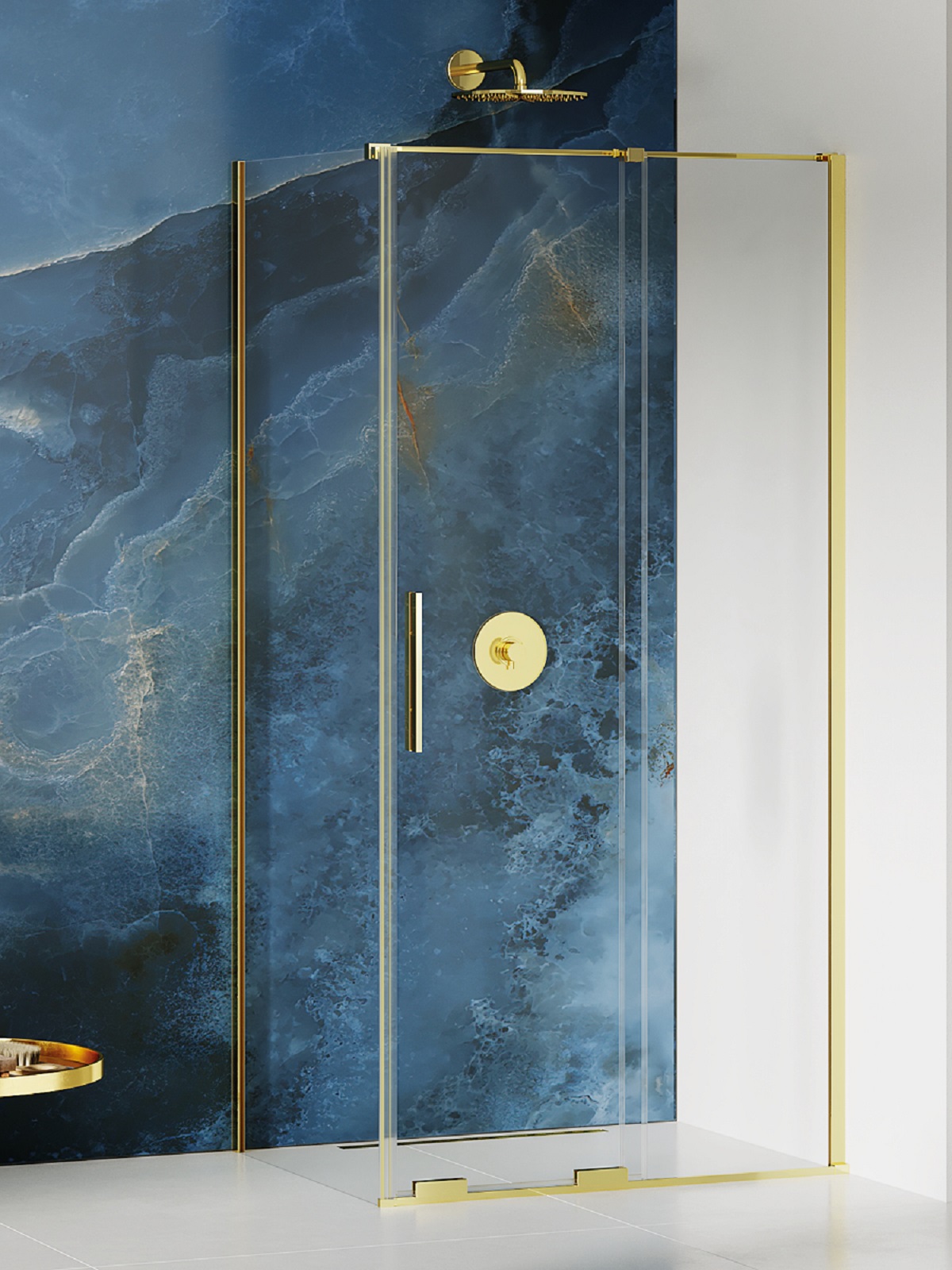 New Trendy Smart Light Gold kabina prysznicowa 160x90 cm prostokątna złoty połysk/szkło przezroczyste EXK-4259