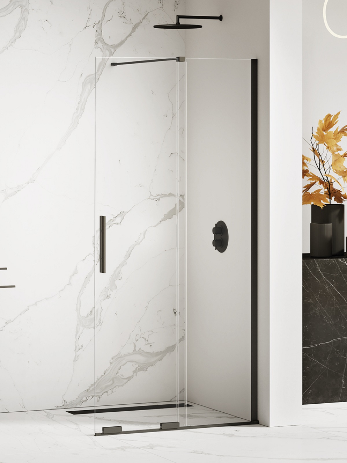 New Trendy Smart Black ścianka prysznicowa walk-in 130 cm czarny mat/szkło przezroczyste EXK-4194