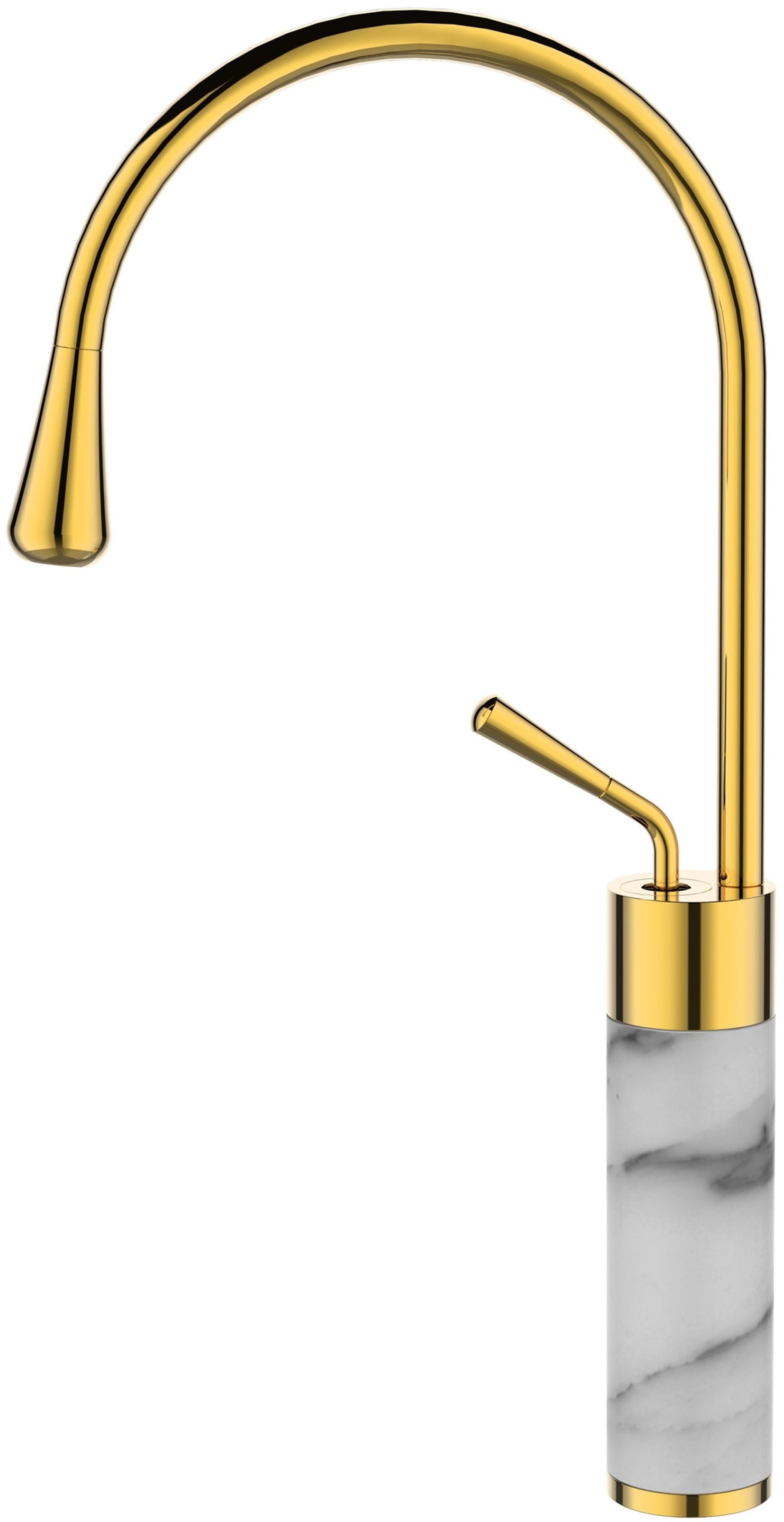Invena Gabro mitigeur de lavabo sur pied blanc-doré BU-33-W13