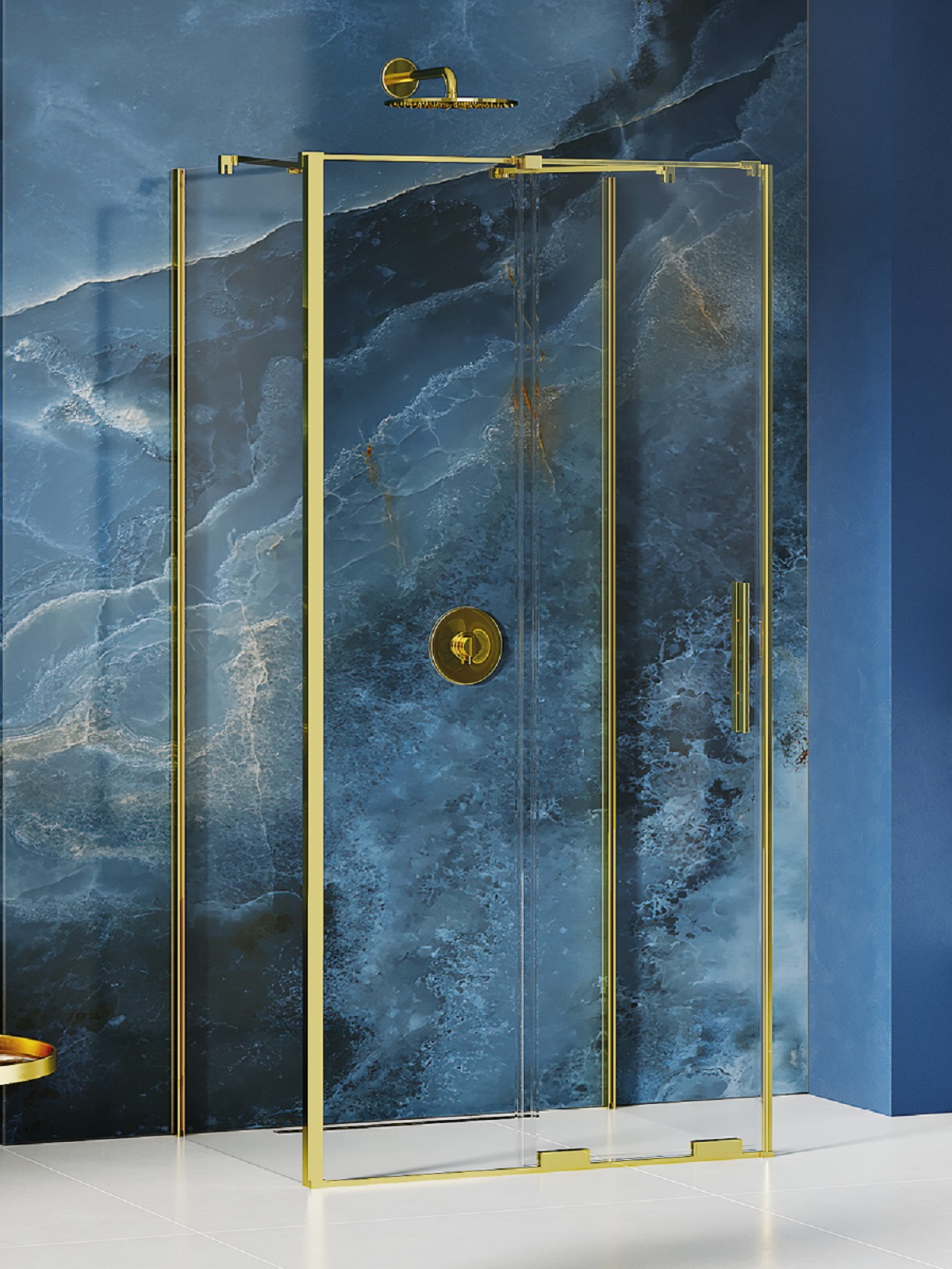 New Trendy Smart Light Gold cabine de douche 110x100 cm rectangulaire doré brillant/verre transparent EXK-4283