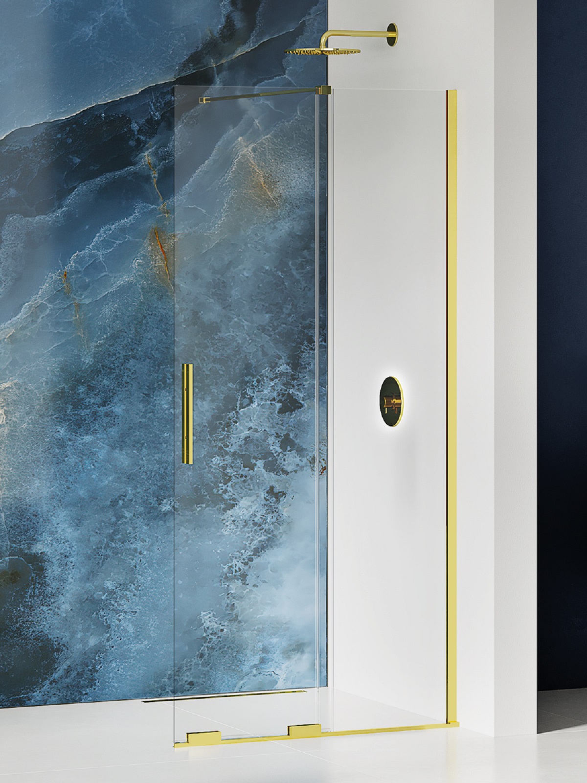 New Trendy Smart Light Gold paroi de douche walk-in 110 cm doré brillant/verre transparent EXK-4296