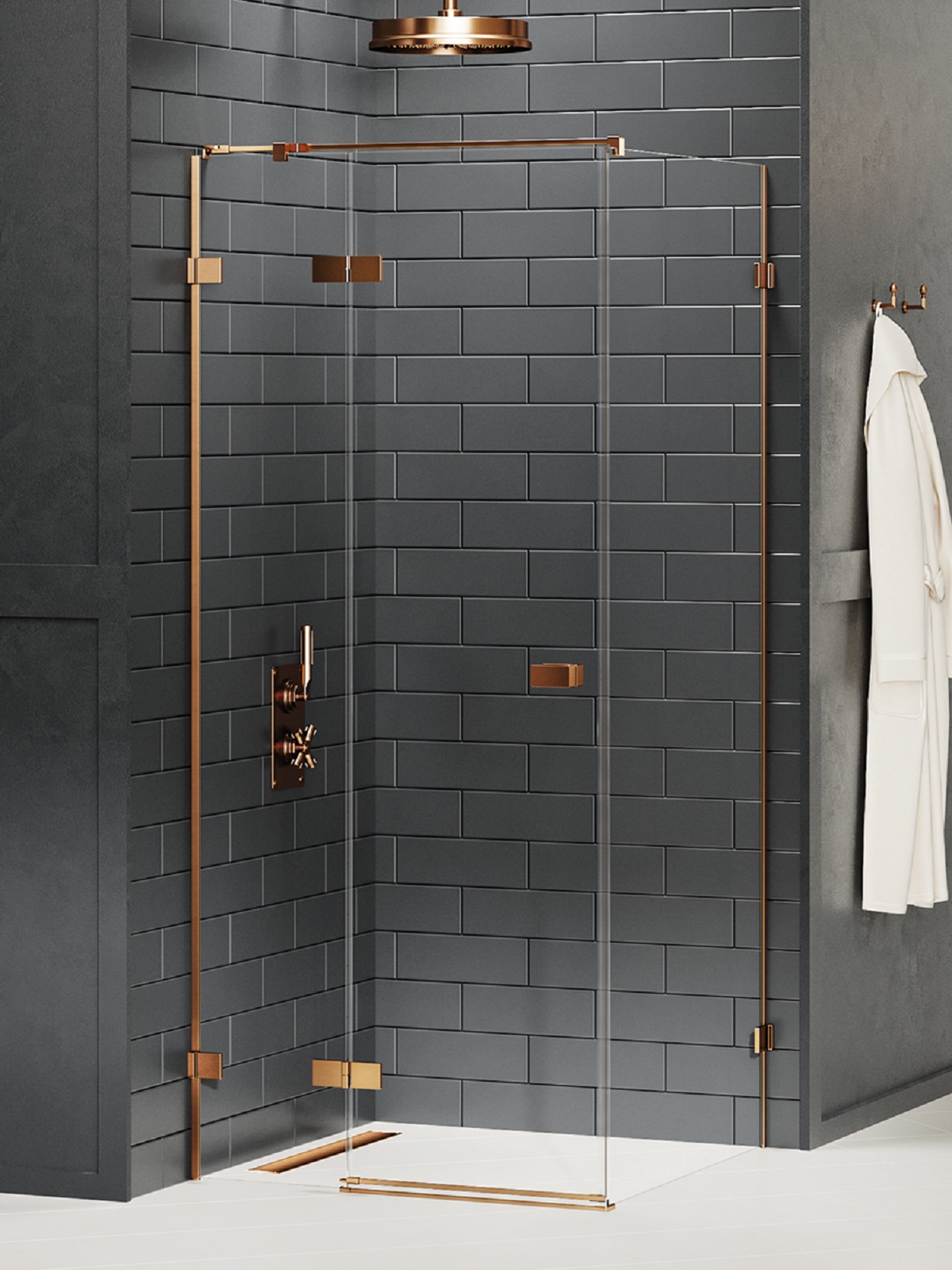 New Trendy Avexa Copper Brushed cabine de douche 80x70 cm rectangulaire cuivre brossé/verre transparent EXK-3545