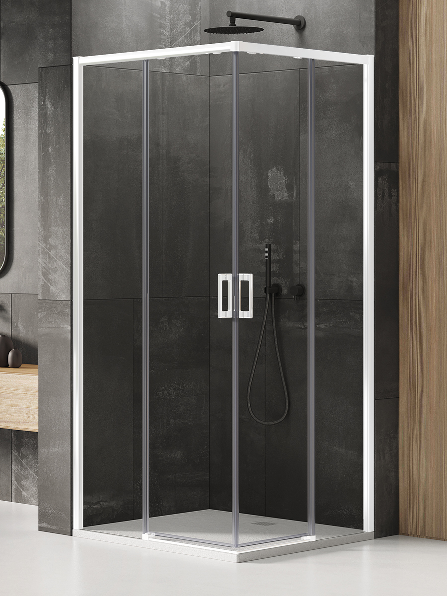 New Trendy Prime White cabine de douche 110x90 cm rectangulaire blanc mat/verre transparent D-0402A/D-0399A