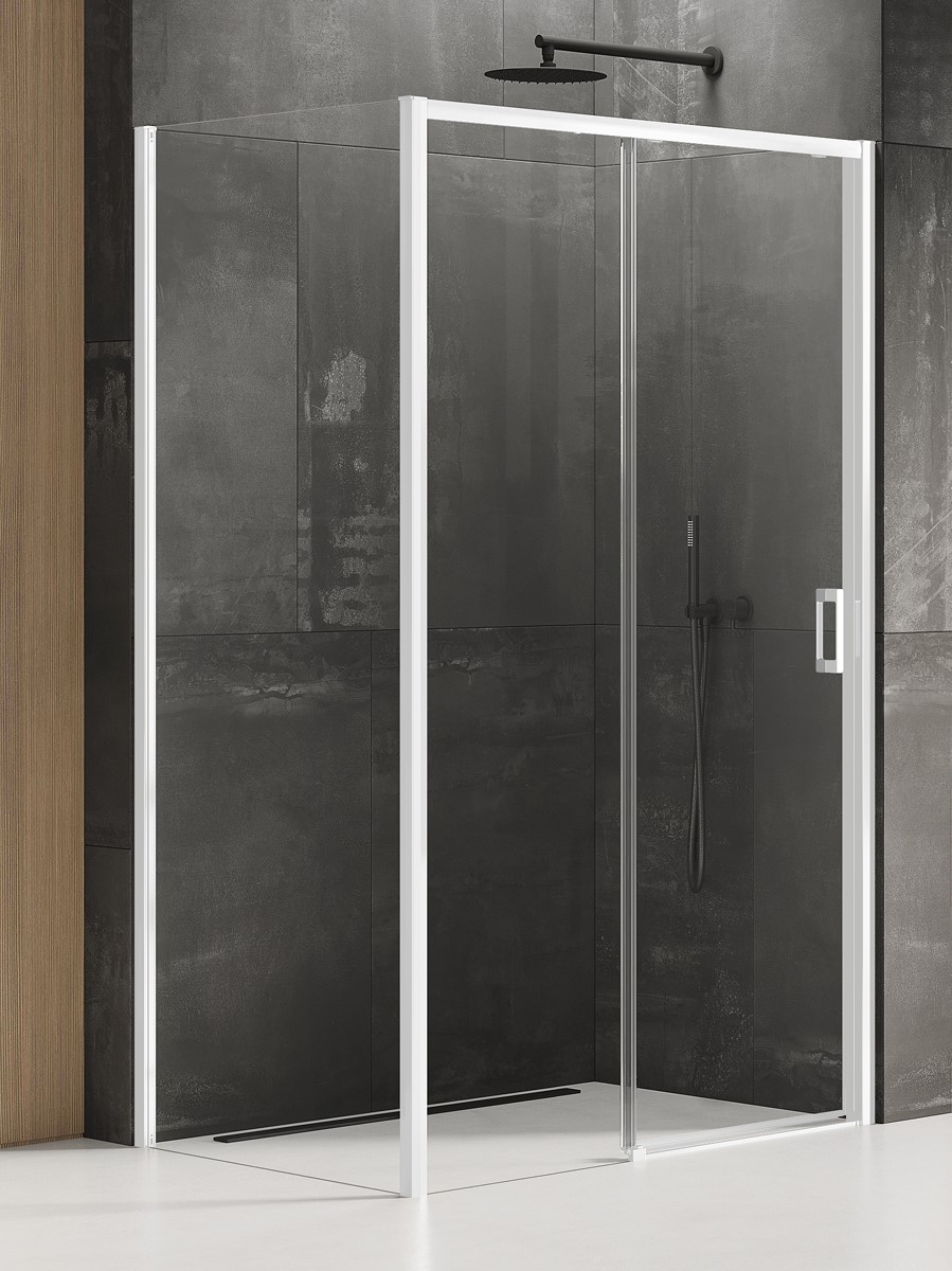 New Trendy Prime White cabine de douche 110x80 cm rectangulaire blanc mat/verre transparent K-1361