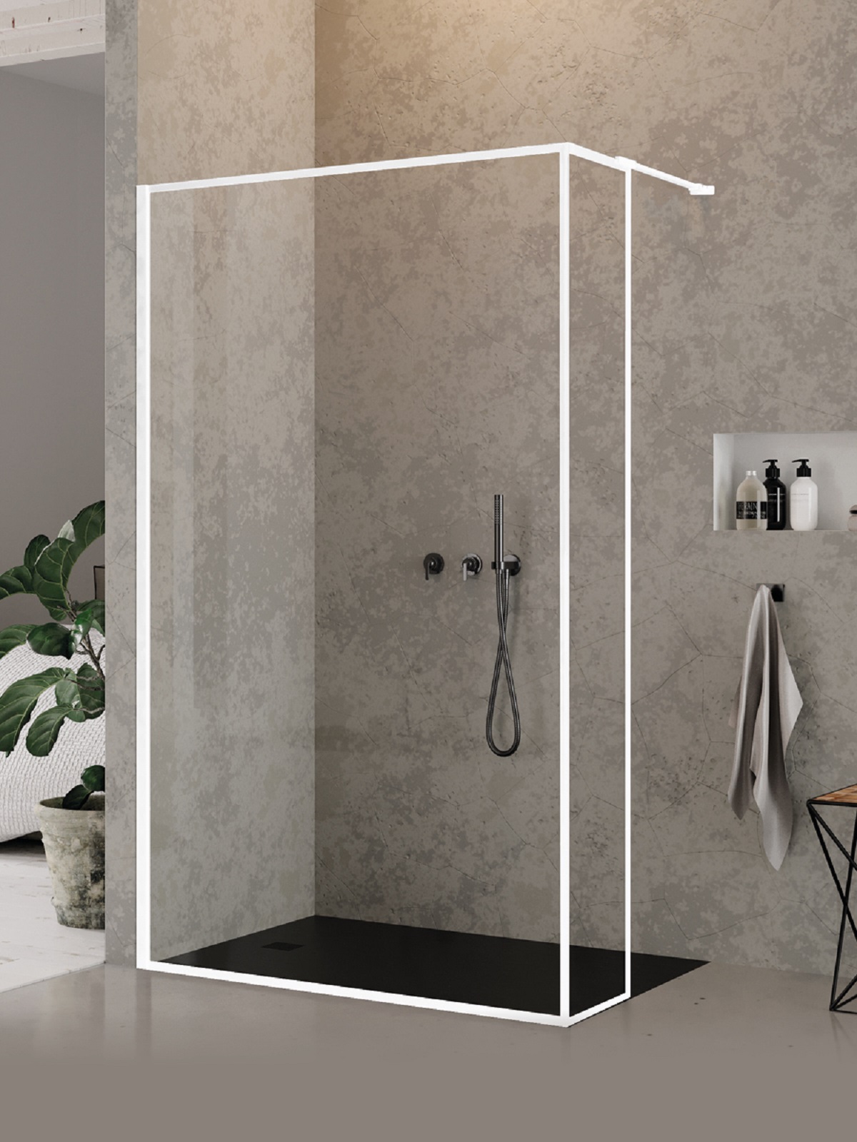 New Trendy New Modus White paroi de douche walk-in 100 cm blanc mat/verre transparent EXK-2249