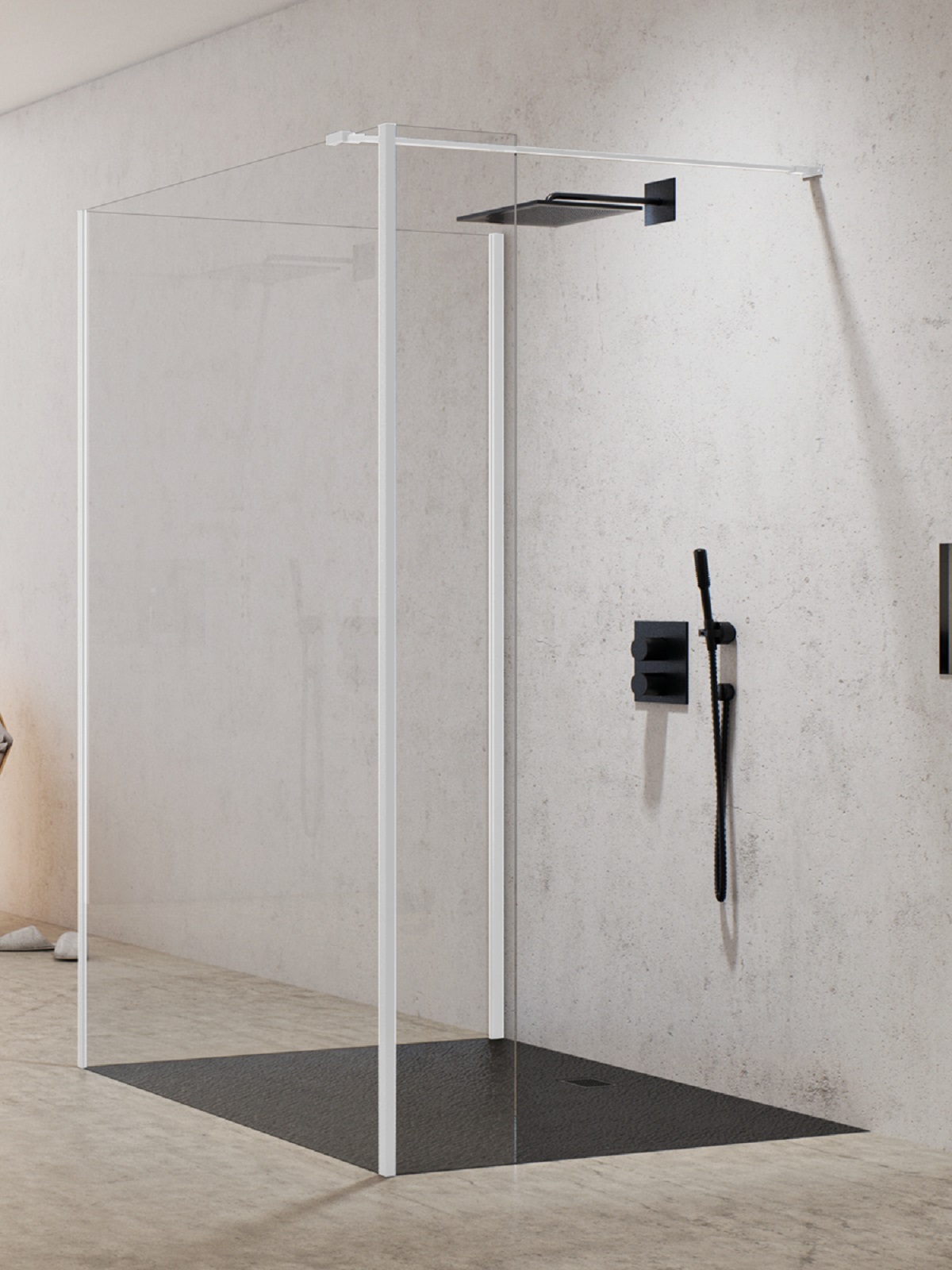 New Trendy New Modus White paroi de douche walk-in 80 cm blanc mat/verre transparent EXK-2262