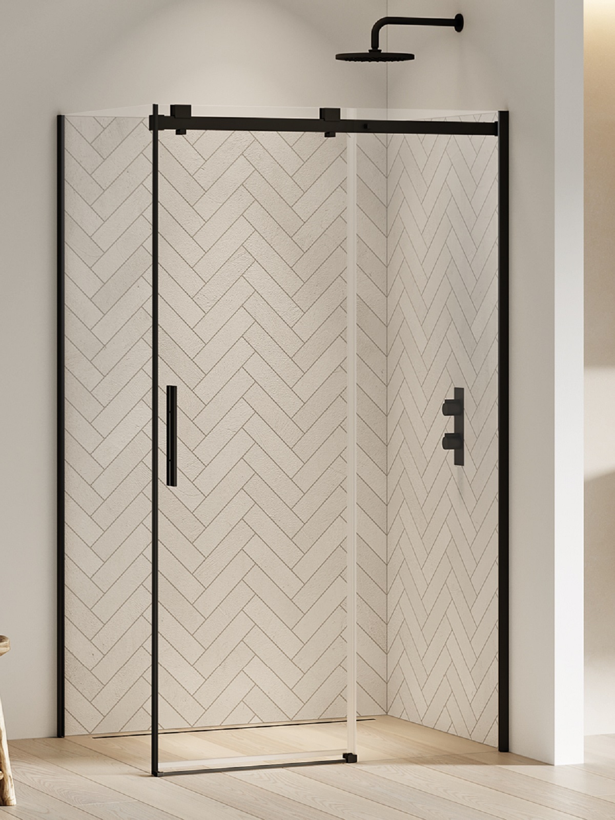 New Trendy Softi Black cabine de douche 100x80 cm rectangulaire noir mat/verre transparent EXK-3965
