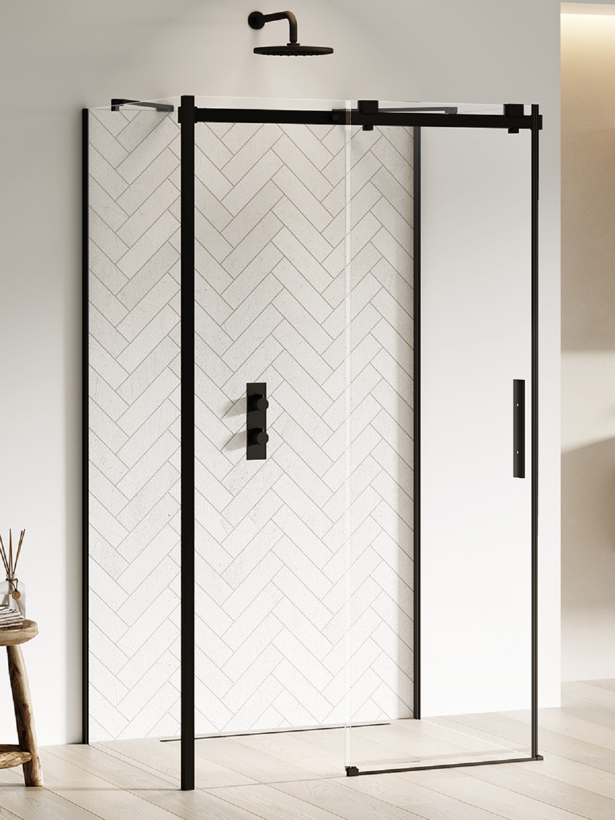 New Trendy Softi Black cabine de douche 110x90 cm rectangulaire noir mat/verre transparent EXK-3994
