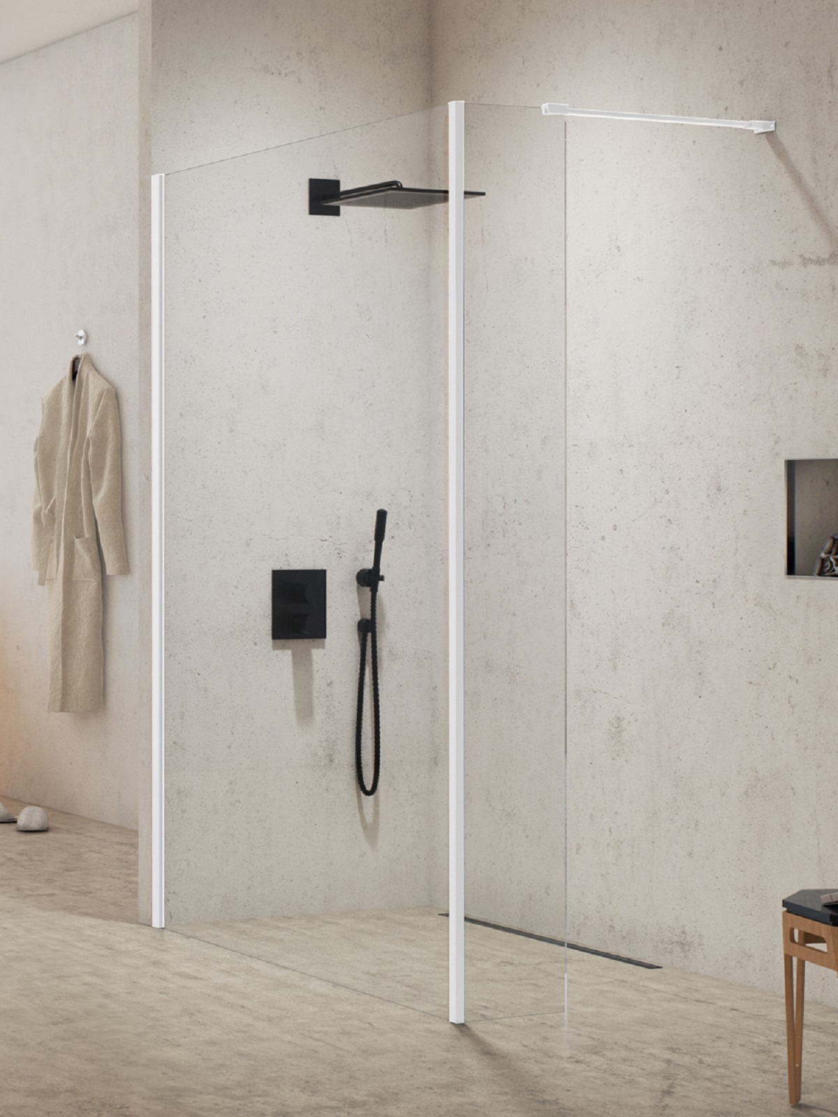 New Trendy New Modus White paroi de douche walk-in 110 cm blanc mat/verre transparent EXK-2232