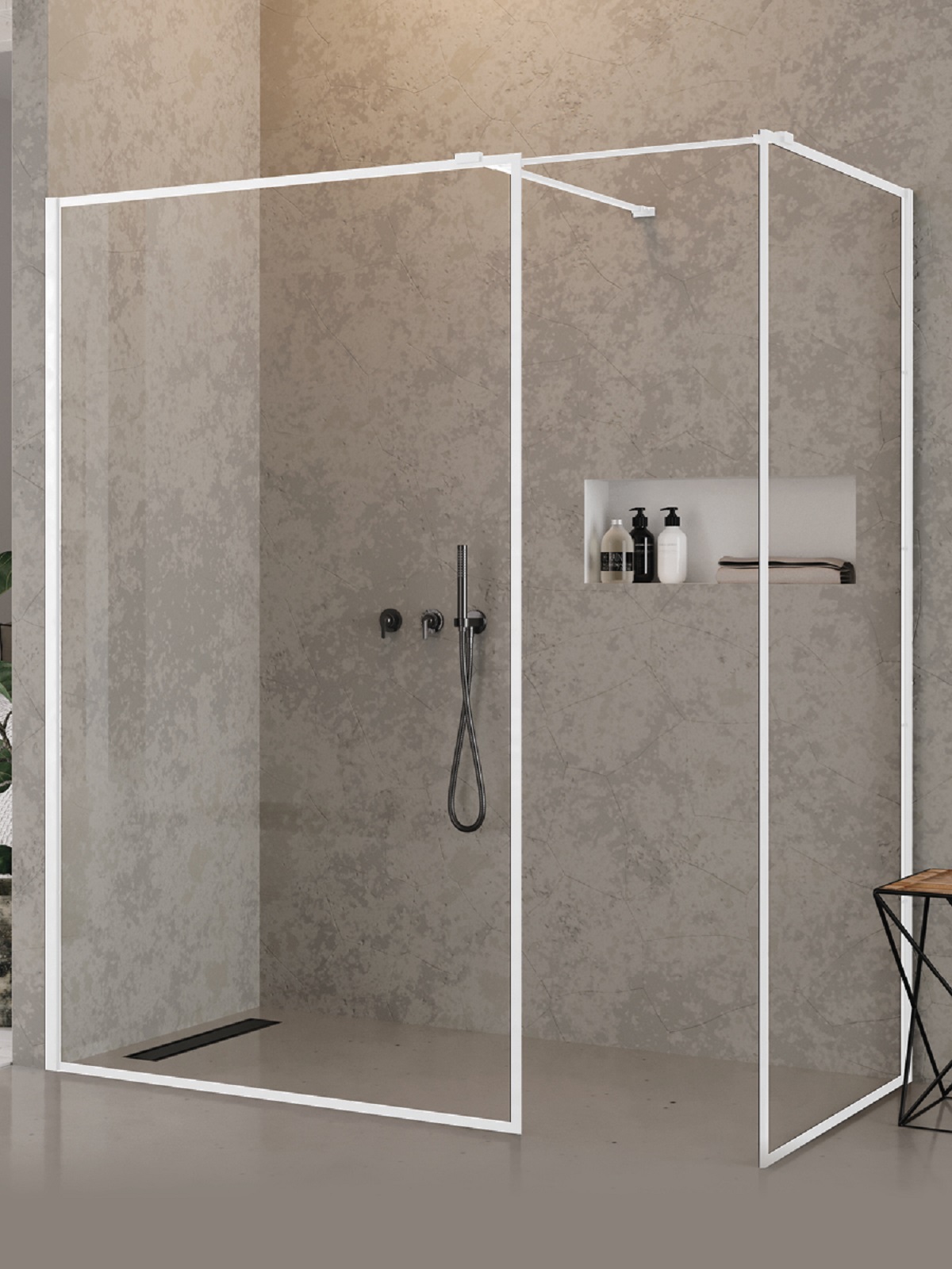 New Trendy New Modus White kabina prysznicowa walk-in 120x120 cm kwadratowa biały mat/szkło przezroczyste EXK-2318