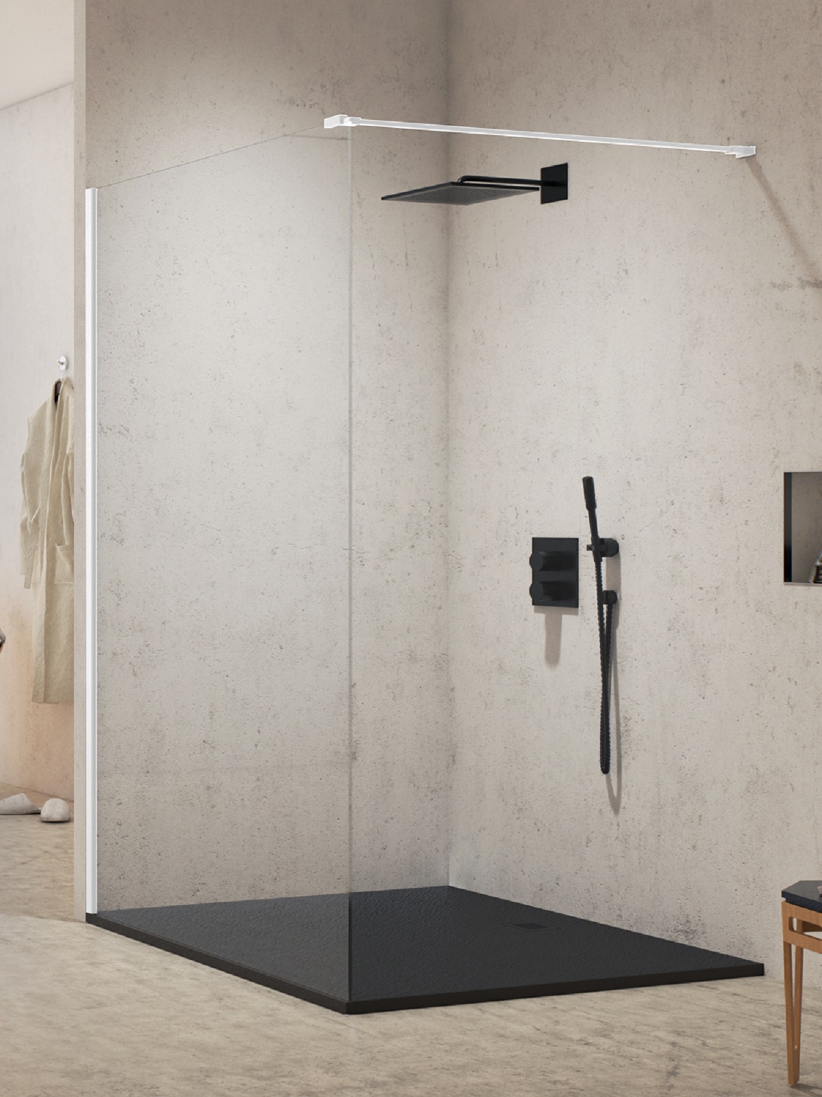 New Trendy New Modus White ścianka prysznicowa walk-in 140 cm biały mat/szkło przezroczyste EXK-2208