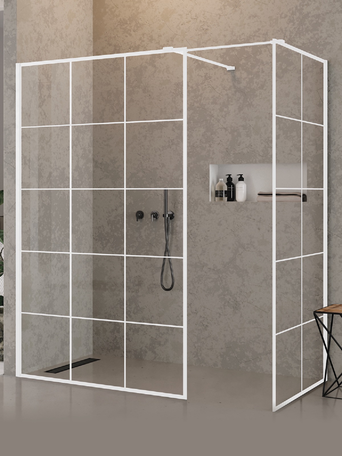 New Trendy New Modus White kabina prysznicowa walk-in 150x90 cm prostokątna biały mat/szkło ze wzorem EXK-2310