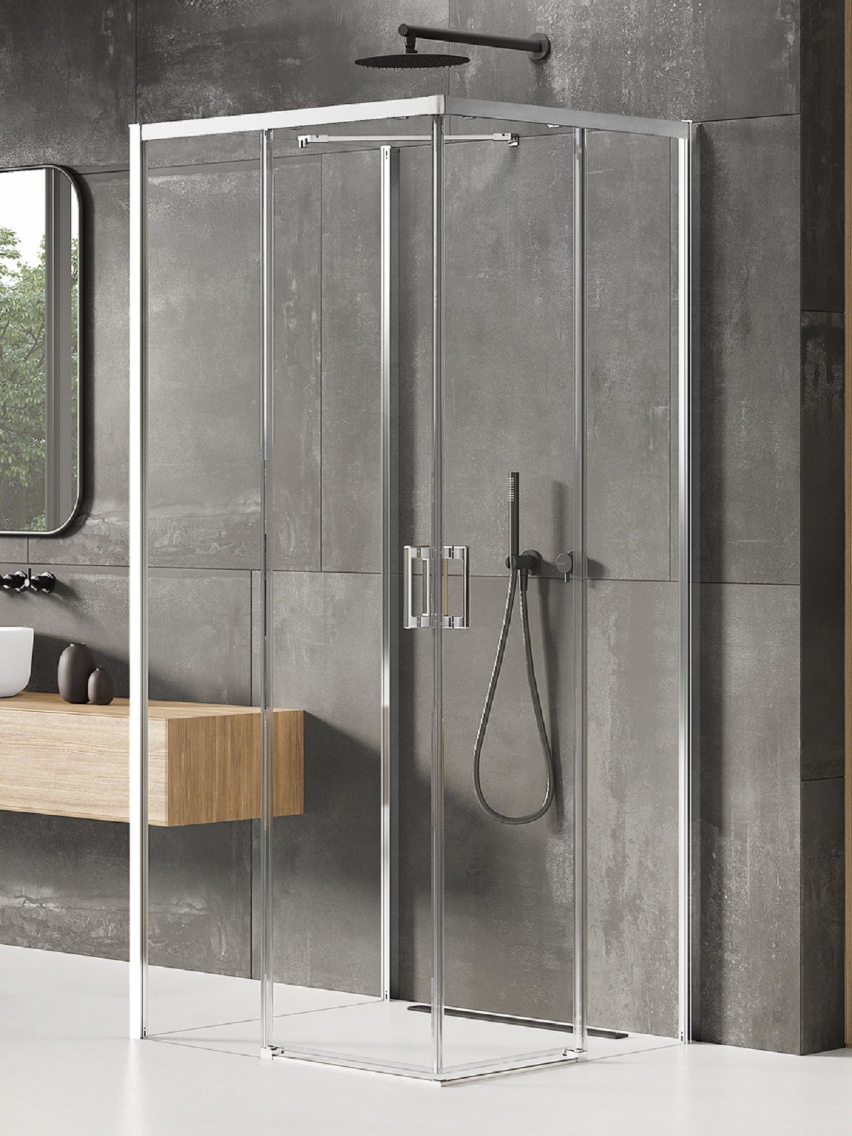New Trendy Prime cabine de douche 80x70 cm rectangulaire chrome brillant/verre transparent K-1516