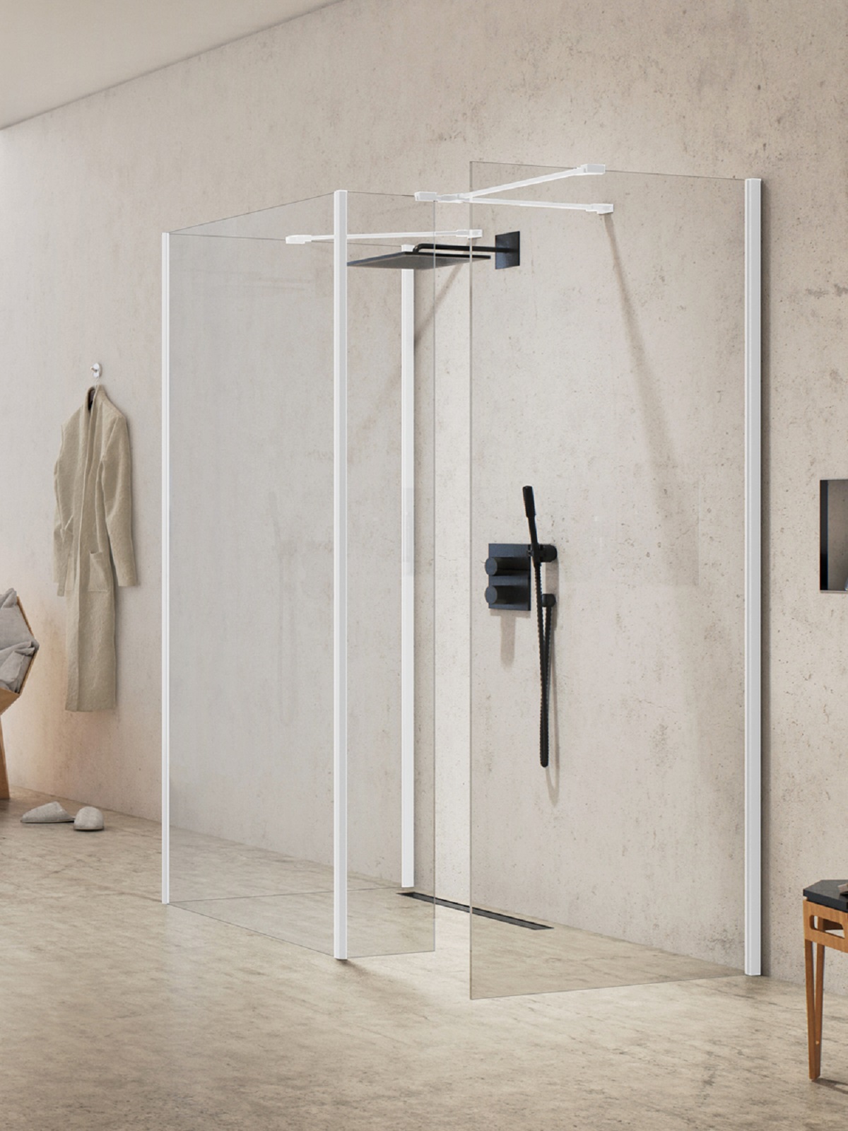 New Trendy New Modus White paroi de douche walk-in 80 cm blanc mat/verre transparent EXK-2333