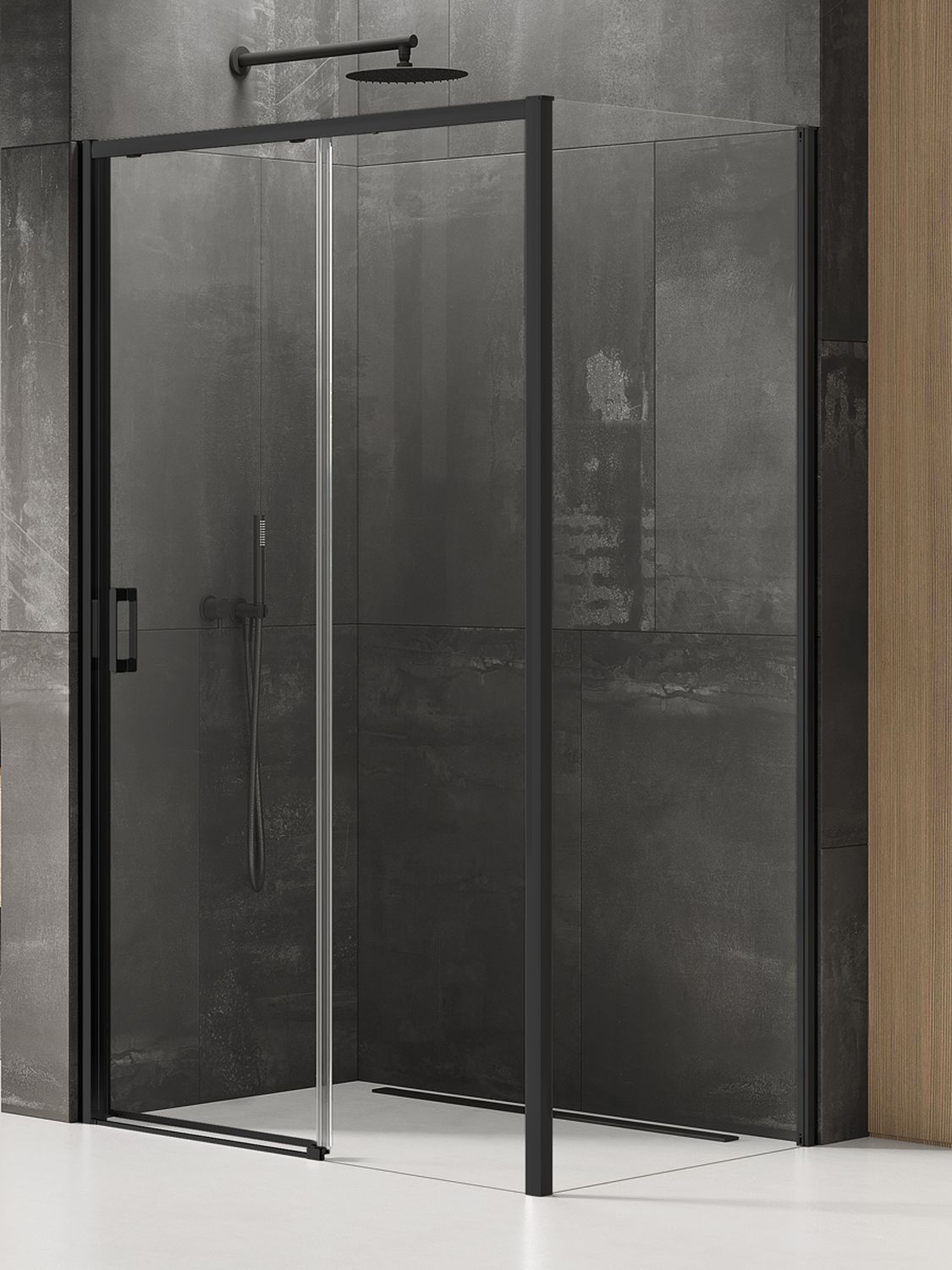 New Trendy Prime Black kabina prysznicowa 150x100 cm prostokątna prawa czarny mat/szkło przezroczyste K-1327