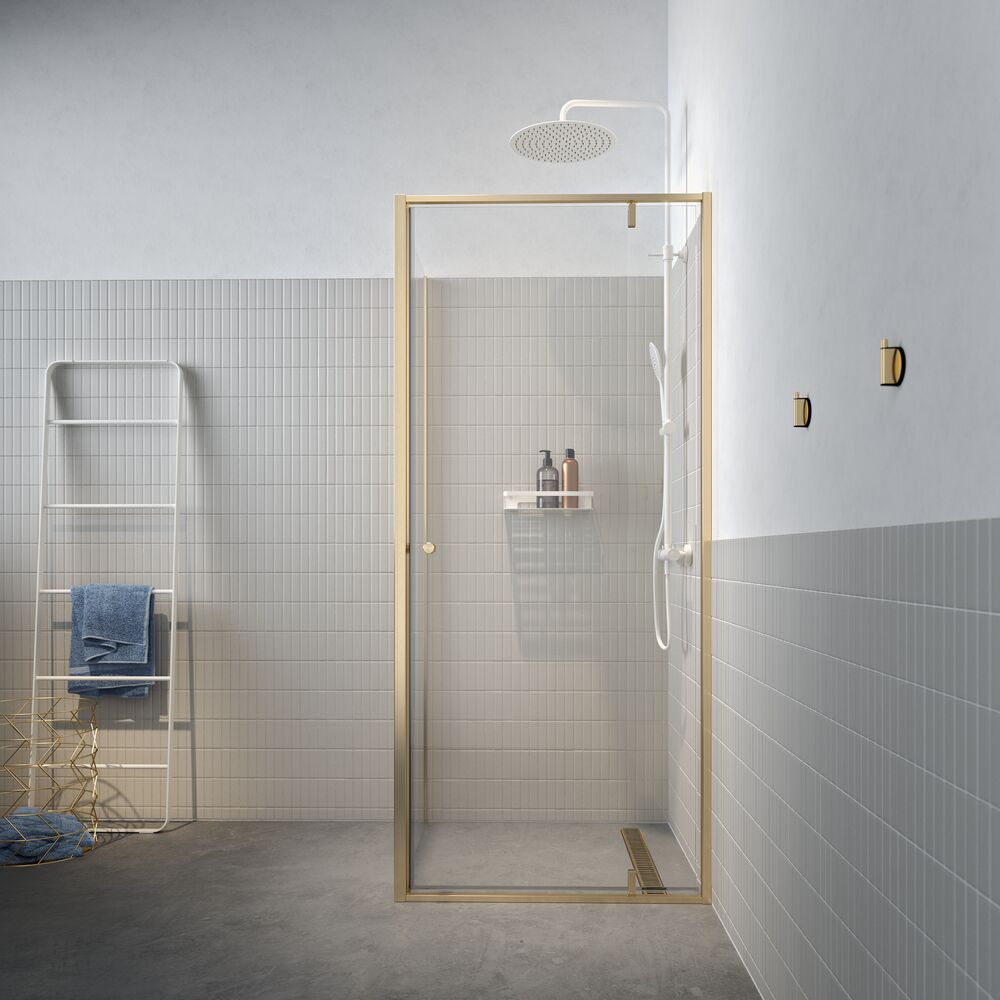 Sealskin Contour cabine de douche 90x90 cm carrée doré brossé/verre transparent CD180906495100