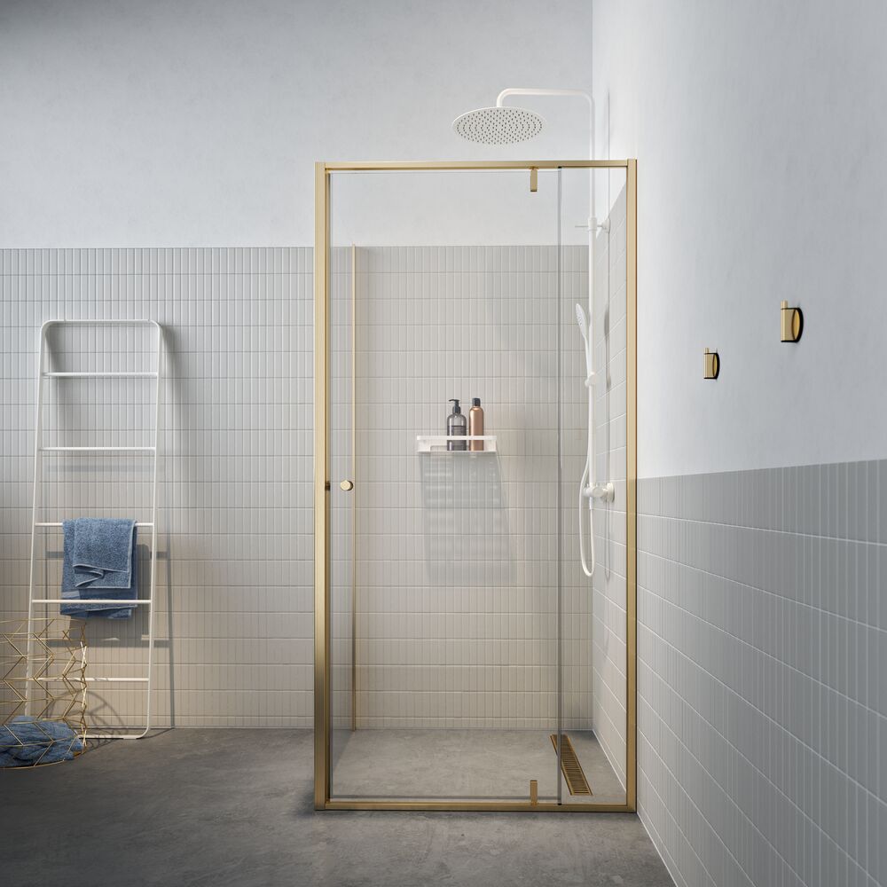 Sealskin Contour cabine de douche 100x100 cm carrée doré brossé/verre transparent CD181006495100