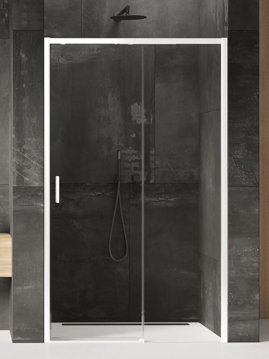 New Trendy Prime White porte de douche 140 cm coulissant blanc mat/verre transparent D-0409A