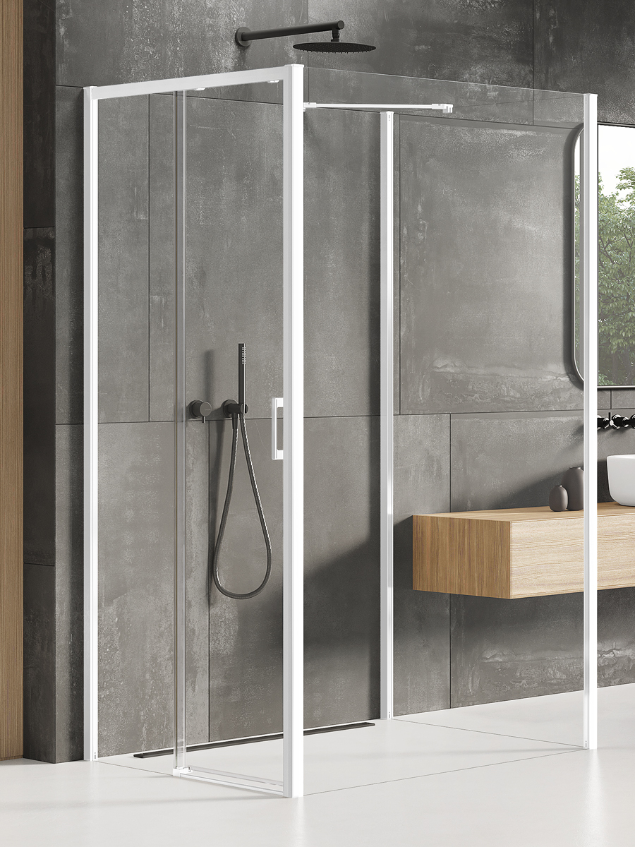 New Trendy Prime White cabine de douche 100x90 cm rectangulaire blanc mat/verre transparent K-1062