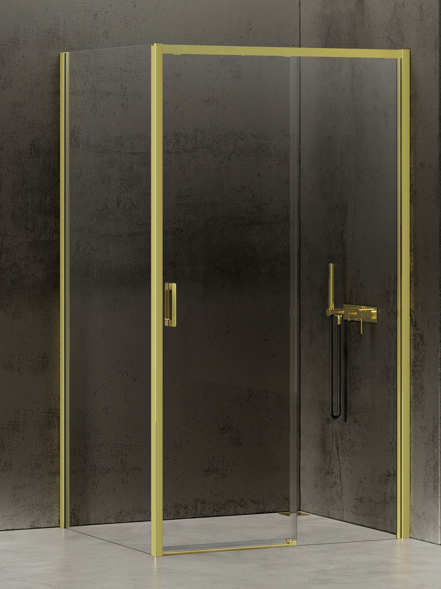 New Trendy Prime Light Gold kabina prysznicowa 140x100 cm prostokątna prawa złoty/szkło przezroczyste D-0429A/D-0225B