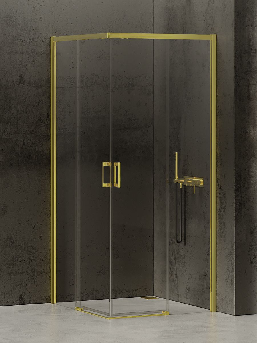 New Trendy Prime Light Gold kabina prysznicowa 120x90 cm prostokątna złoty/szkło przezroczyste D-0424A/D-0419A