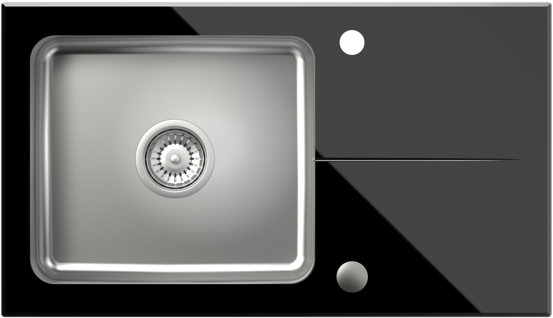 Quadron Hugh évier en verre et acier inoxydable 77x44 cm noir ST3577SC1BS
