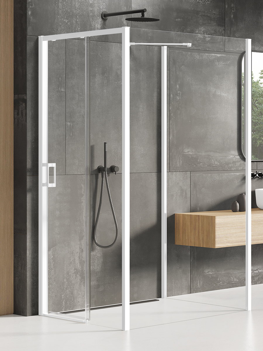 New Trendy Prime White cabine de douche 110x100 cm rectangulaire blanc mat/verre transparent K-1630