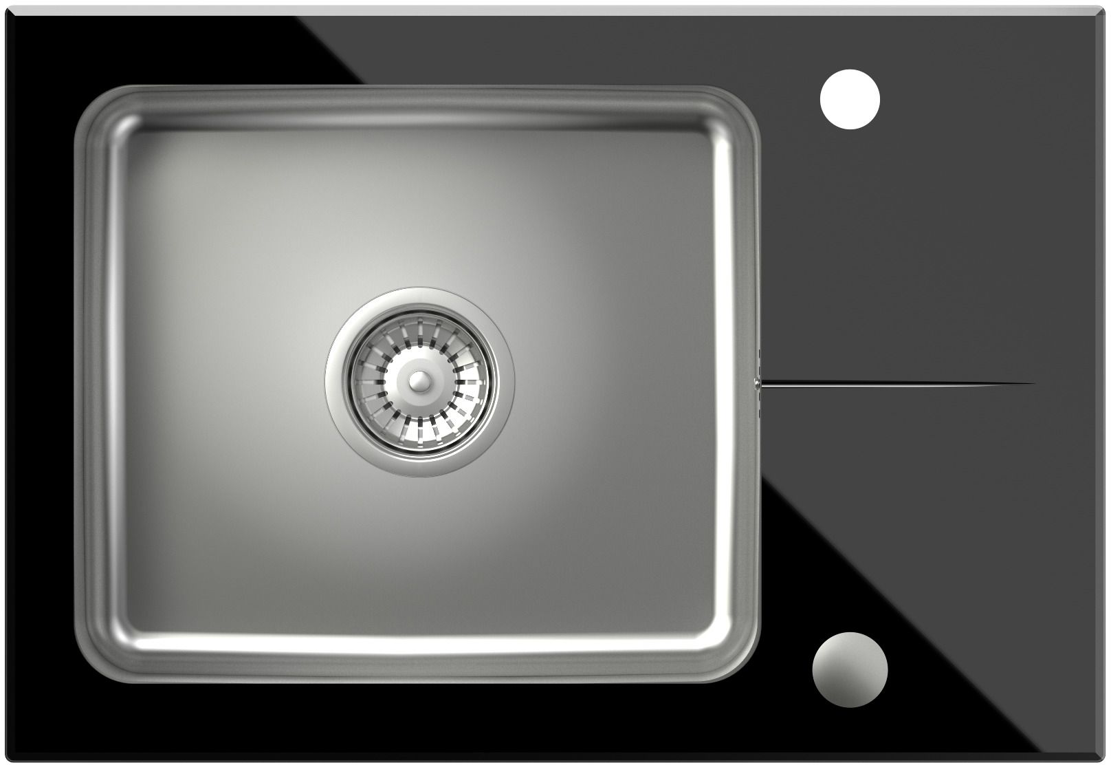 Quadron Hugh évier en verre et acier inoxydable 64x44 cm noir ST3564SC1BS