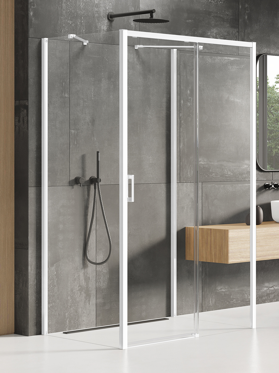New Trendy Prime White cabine de douche 100x90 cm rectangulaire blanc mat/verre transparent K-1034