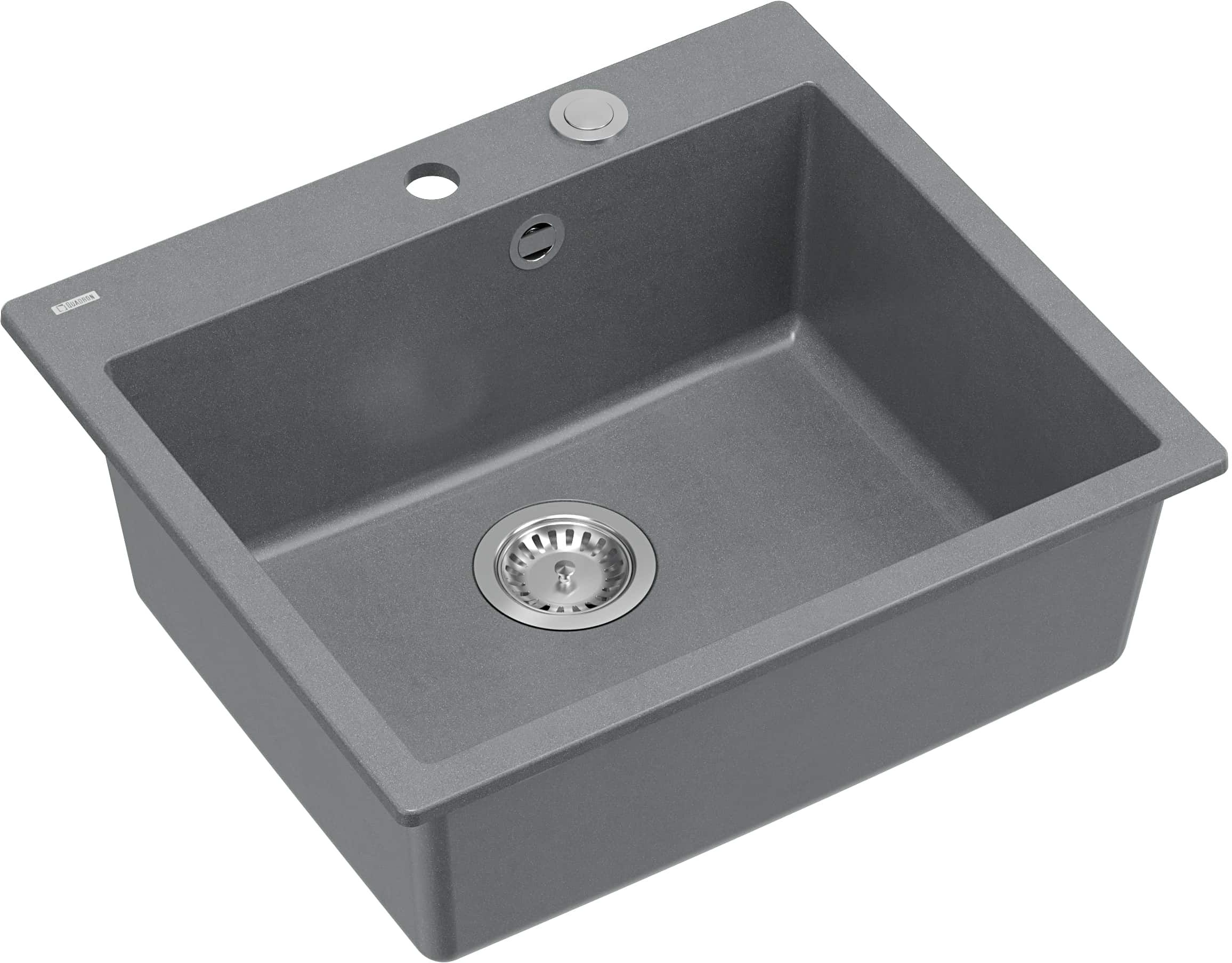 Quadron Morgan évier graniteq 57x50 cm gris/graphite/onyx HB8304U5-BS_P2O