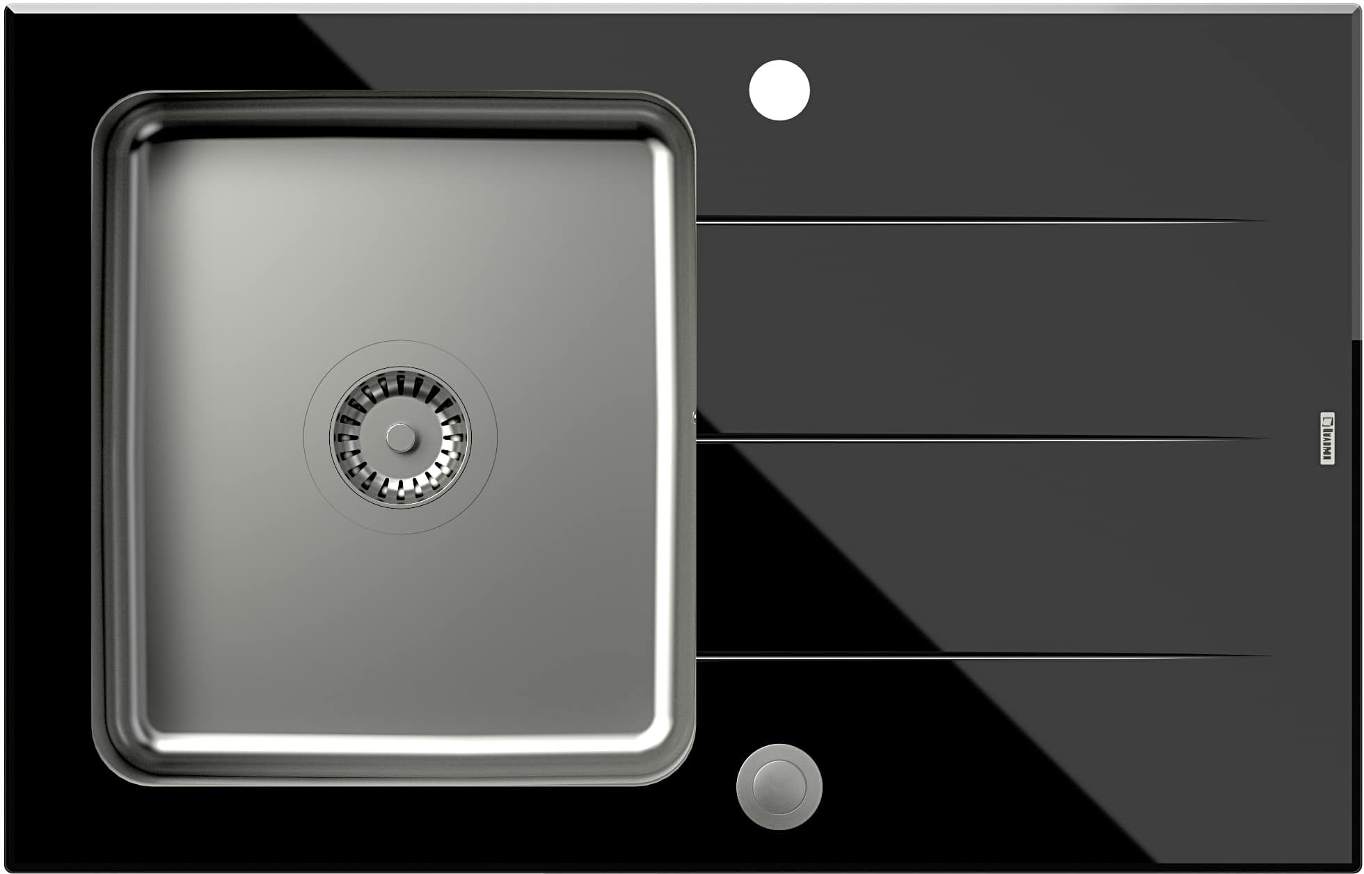 Quadron Ford évier en verre et acier inoxydable 78x50 cm HB3578SC3BS_P2O