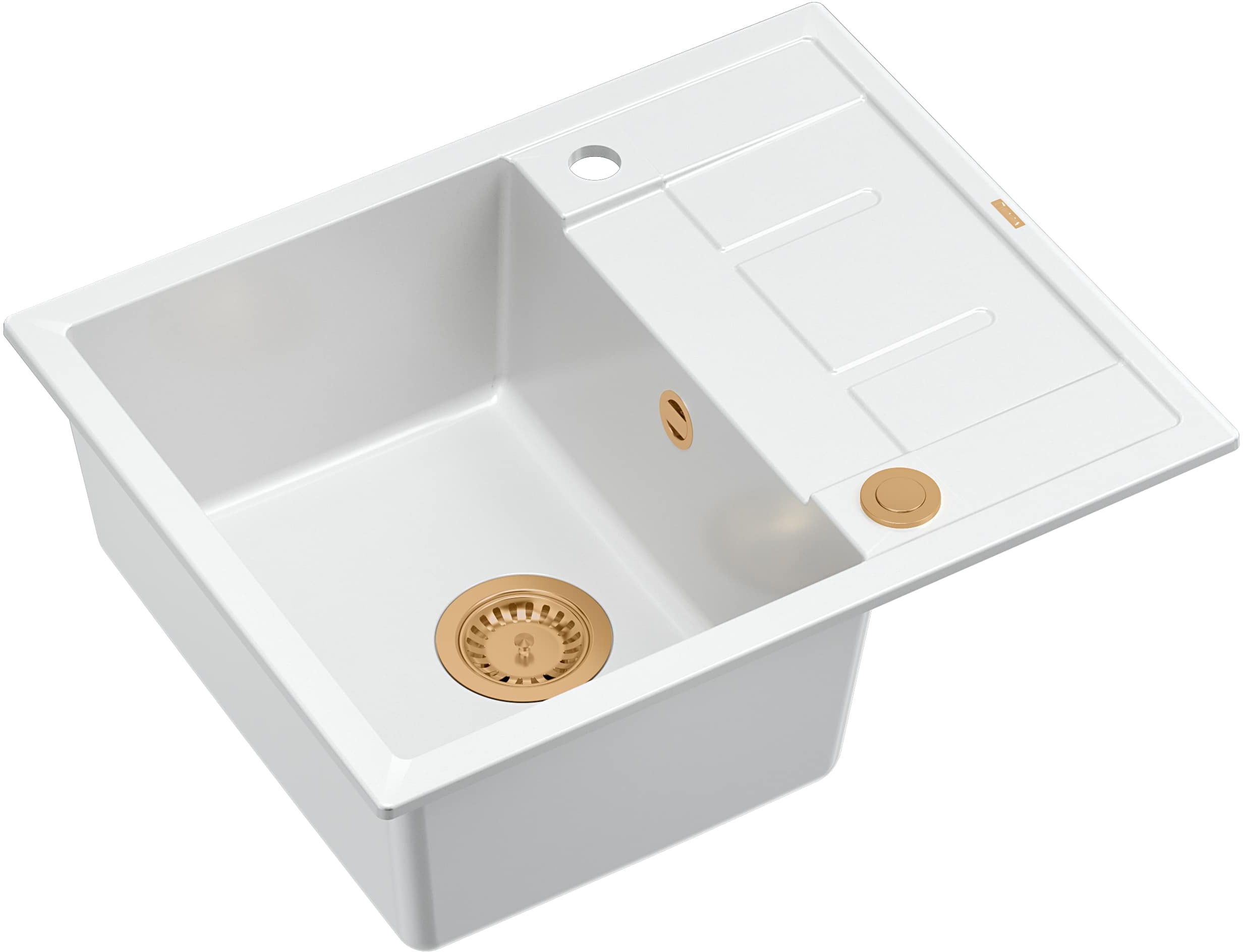 Quadron Morgan évier graniteq 62x50 cm blanc HB8210U1-C1_P2O