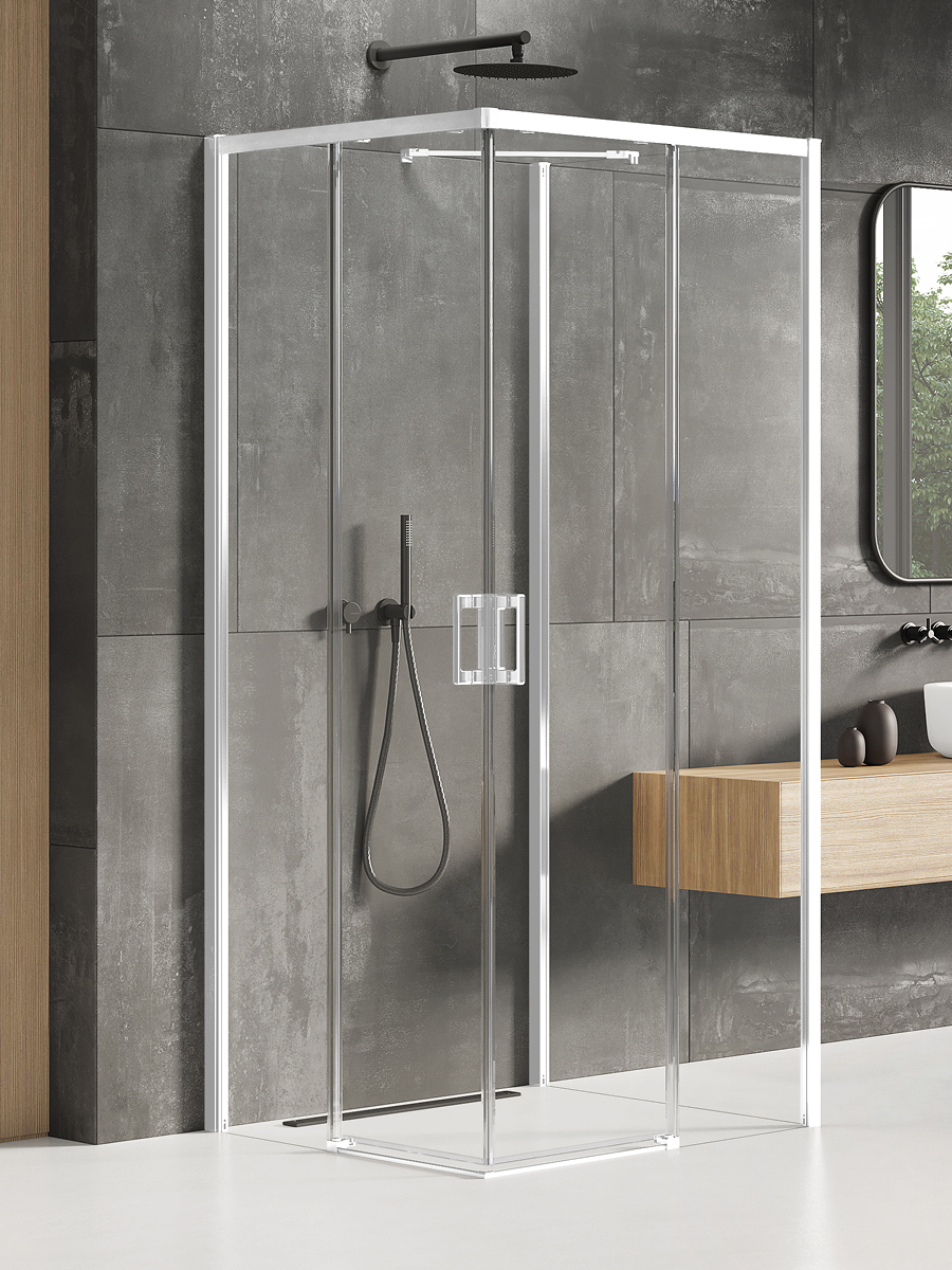 New Trendy Prime White cabine de douche 100x90 cm rectangulaire blanc mat/verre transparent K-1095