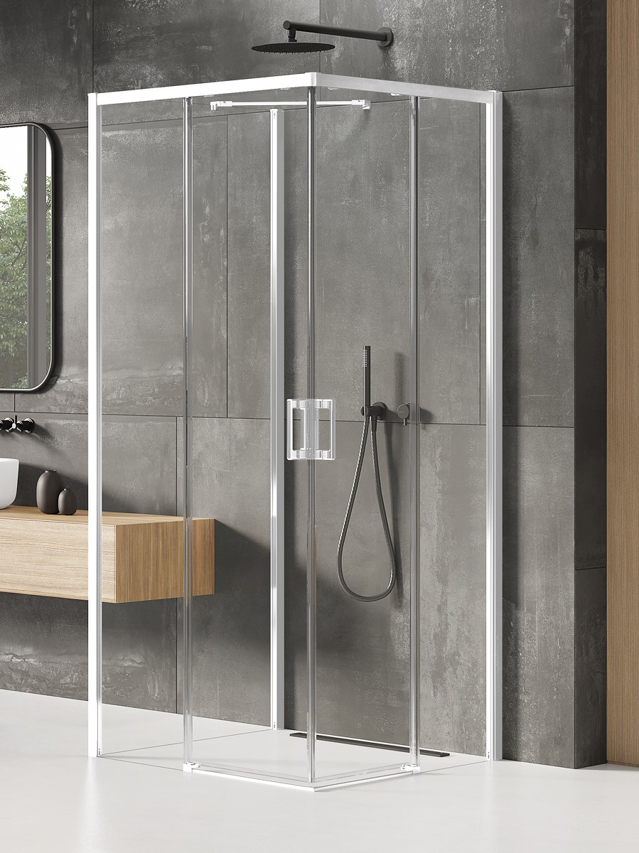 New Trendy Prime White cabine de douche 90x80 cm rectangulaire blanc mat/verre transparent K-1535
