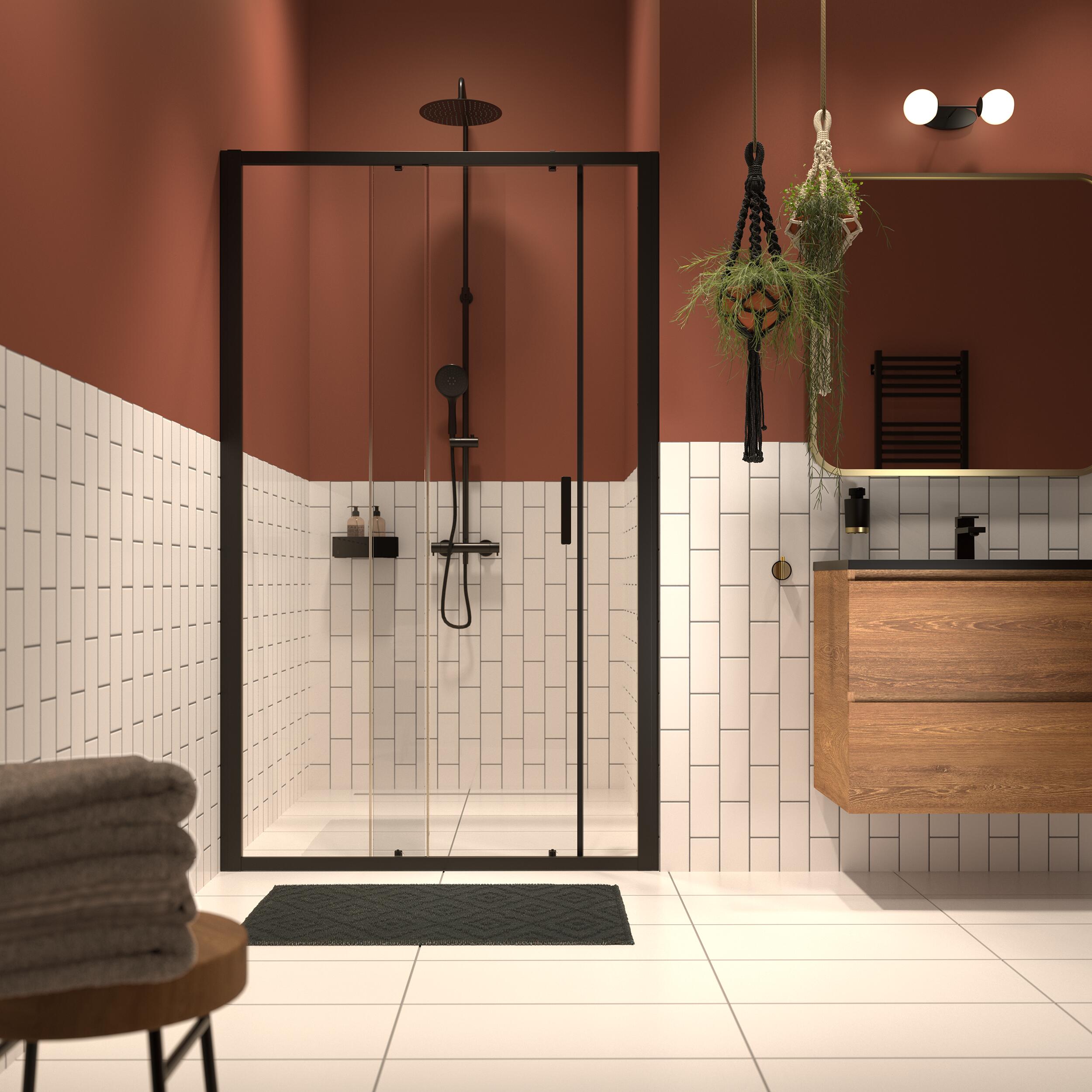 Sealskin INC porte de douche 140 cm coulissant noir mat/verre transparent XI101406195100