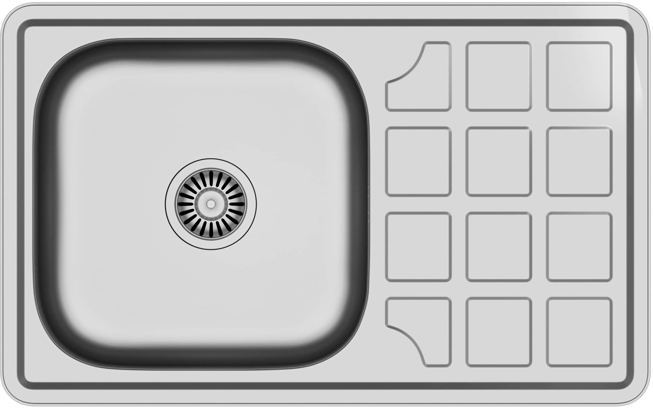 Quadron Louis 111 évier en acier inoxydable avec siphon 78x48 cm acier HD111SAT7848