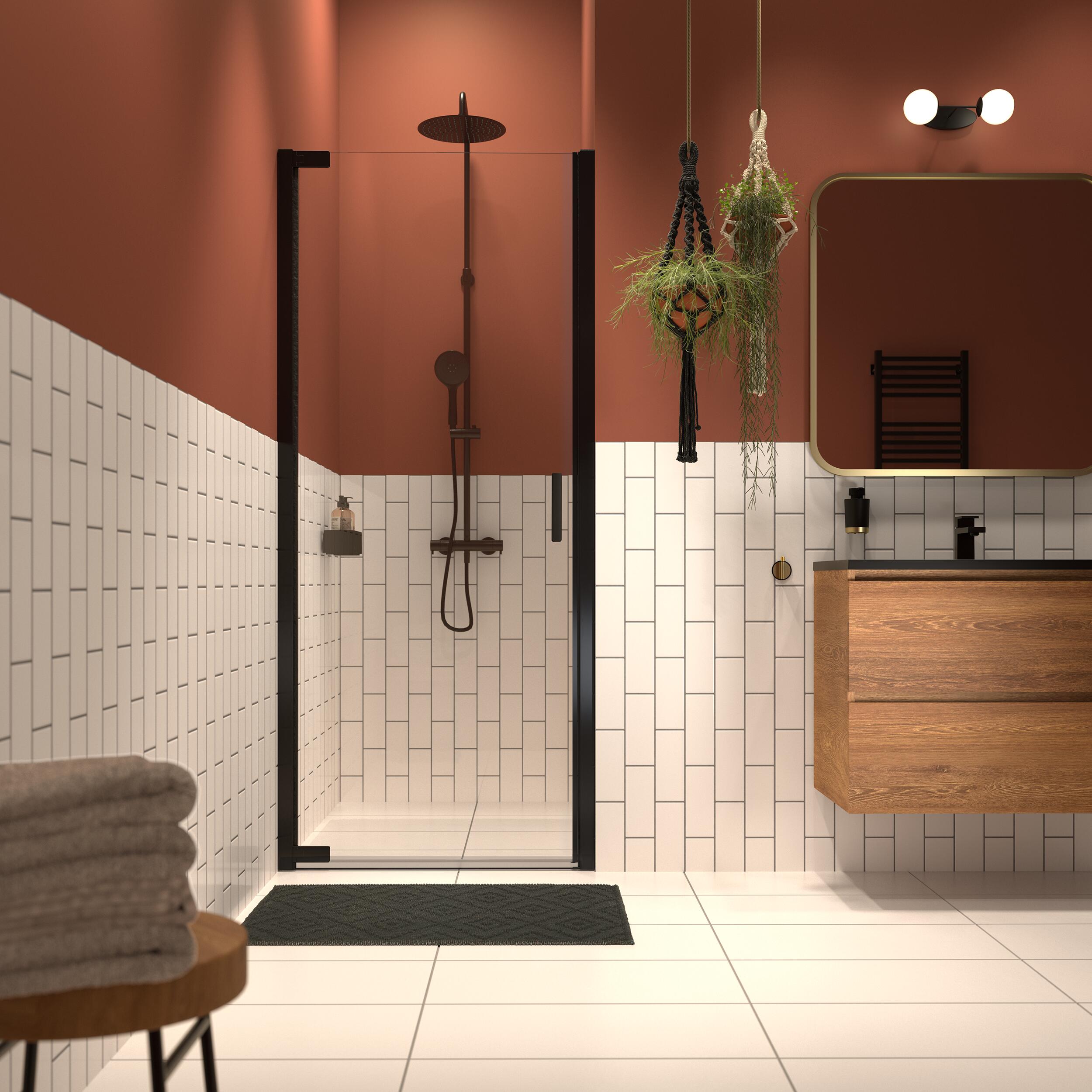 Sealskin INC porte de douche 90 cm à ouverture basculante noir mat/verre transparent XI200906195100