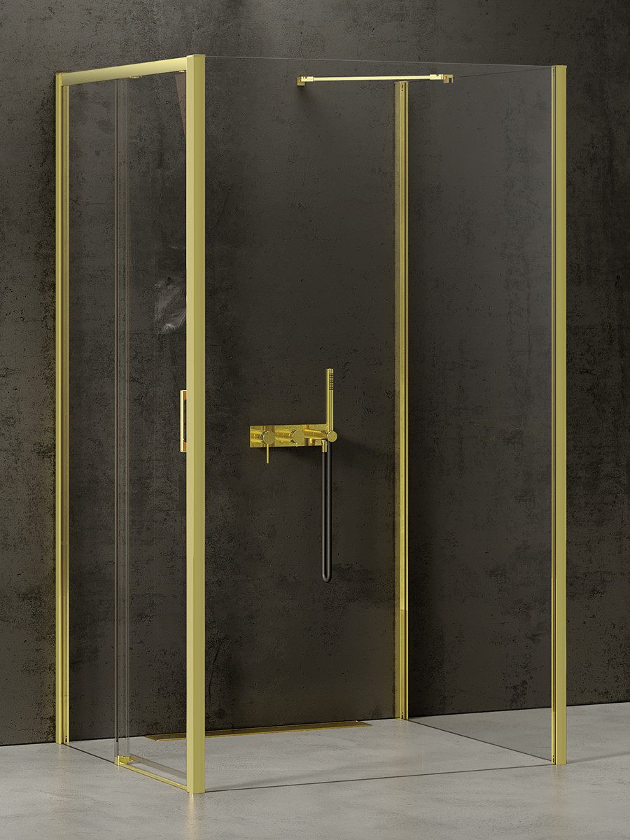 New Trendy Prime Light Gold cabine de douche 120x110 cm rectangulaire doré brillant/verre transparent K-1639