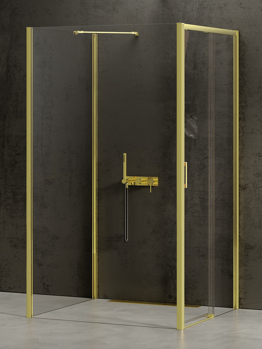 New Trendy Prime Light Gold kabina prysznicowa 120x120 cm kwadratowa prawa złoty/szkło przezroczyste K-1647