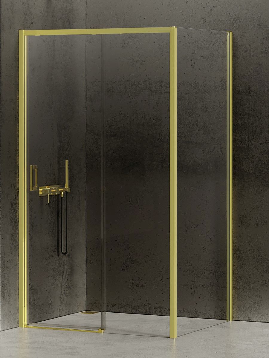 New Trendy Prime Light Gold kabina prysznicowa 160x90 cm prostokątna prawa złoty/szkło przezroczyste K-1490