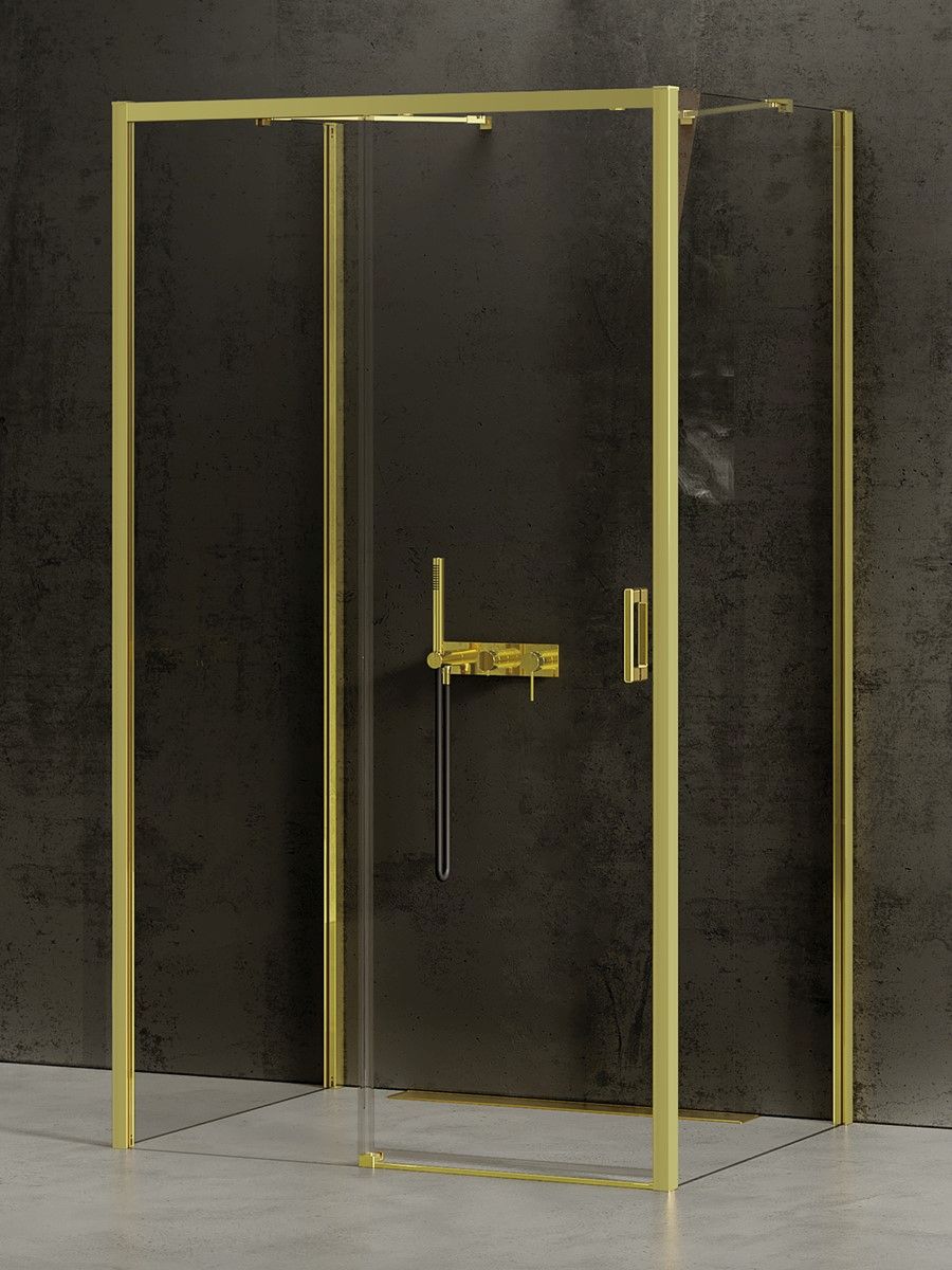 New Trendy Prime Light Gold kabina prysznicowa 130x80 cm prostokątna przyścienna lewa złoty/szkło przezroczyste K-1113