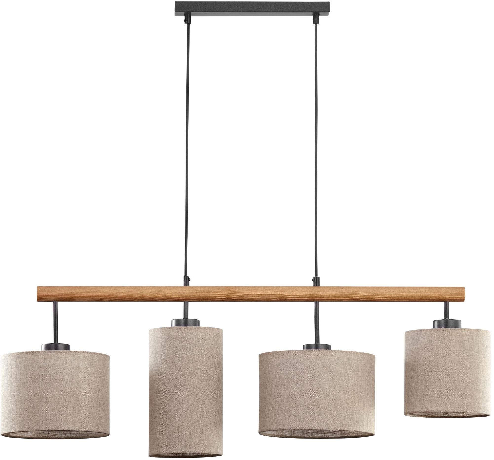 TK Lighting Deva Nature lampe suspendue 4x15 W noir-gris/cendre-bois-beige 6108