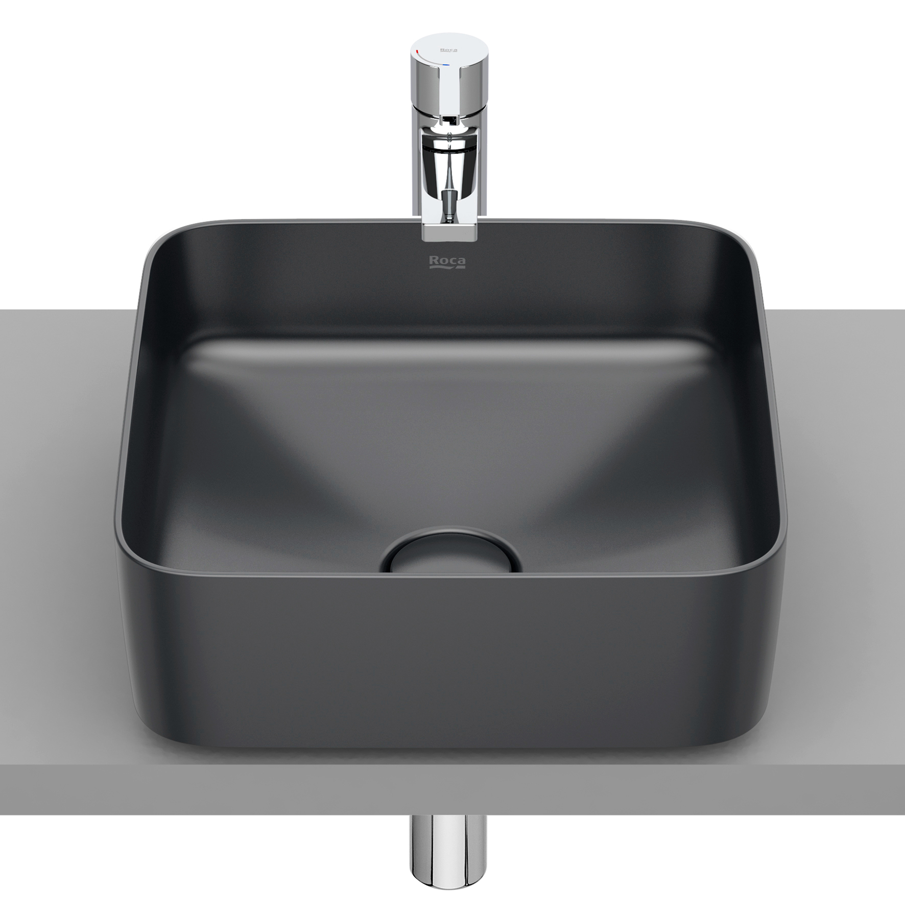Roca Inspira lavabo 37x37 cm carrée à poser gris/pierre mat A327532640